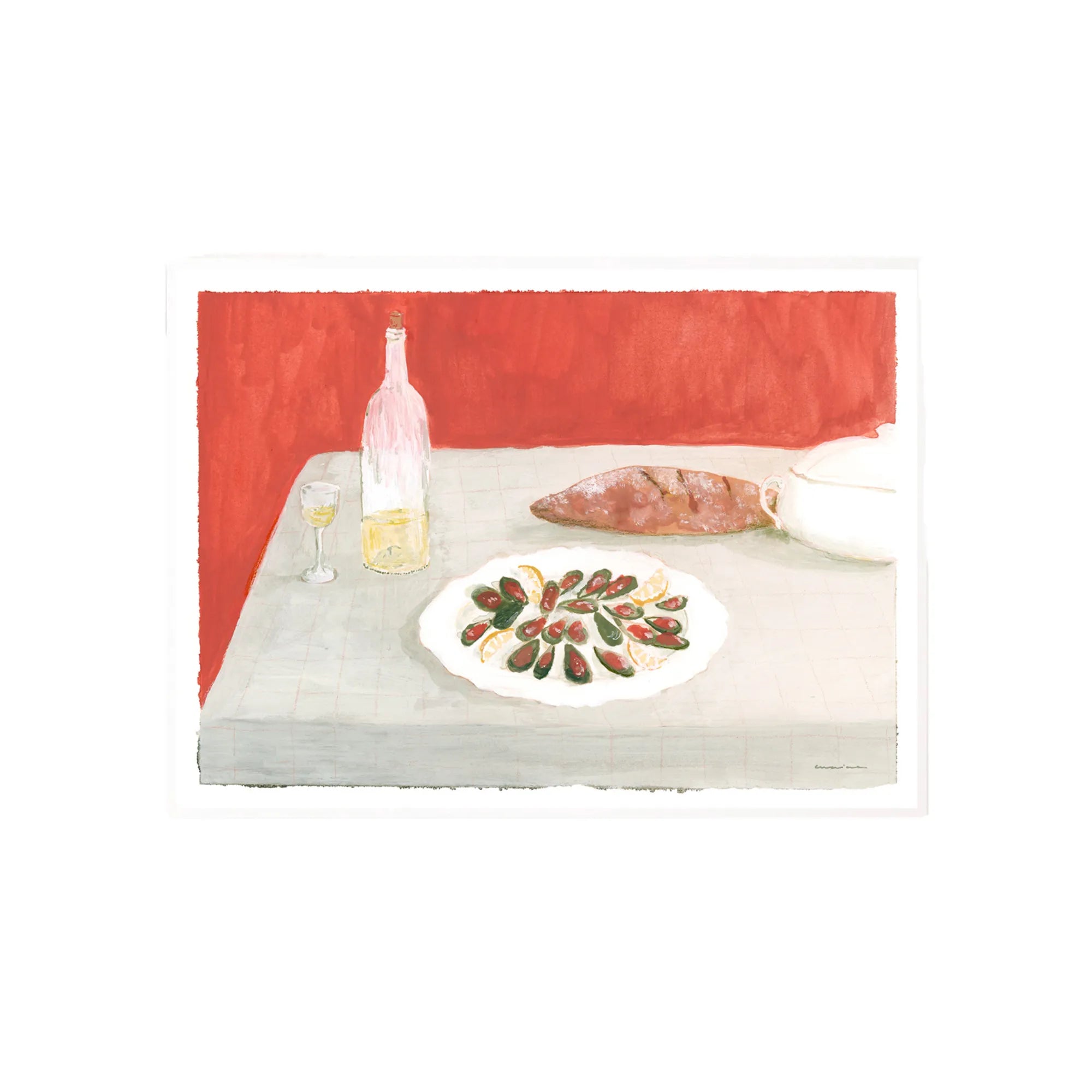 Bodegón con Mejillones: A beautiful composition of fresh mussels, garlic, and herbs on a rustic wooden table
