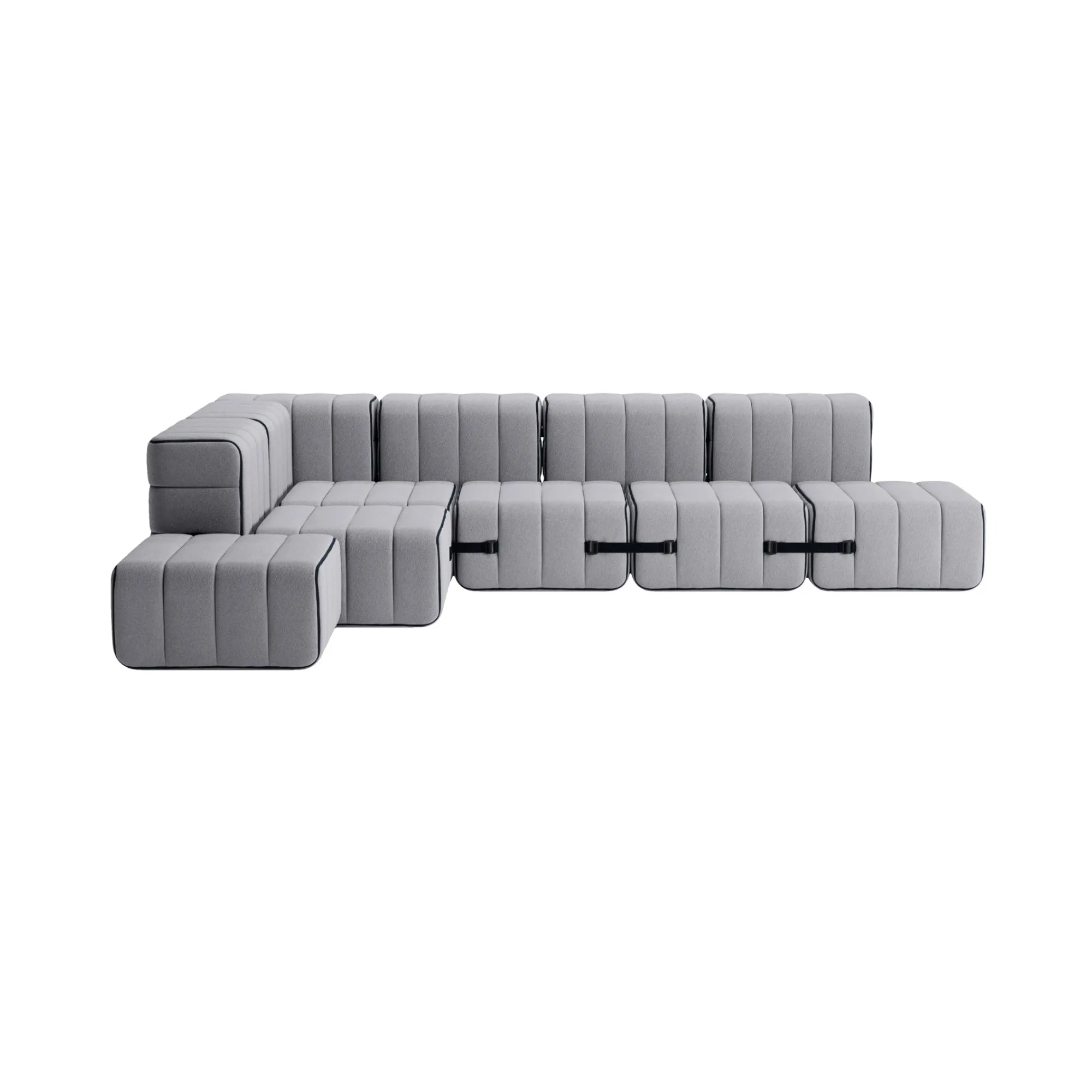 Contemporary and stylish Curt Sofa System in Fabric Jet, perfect for modern living rooms