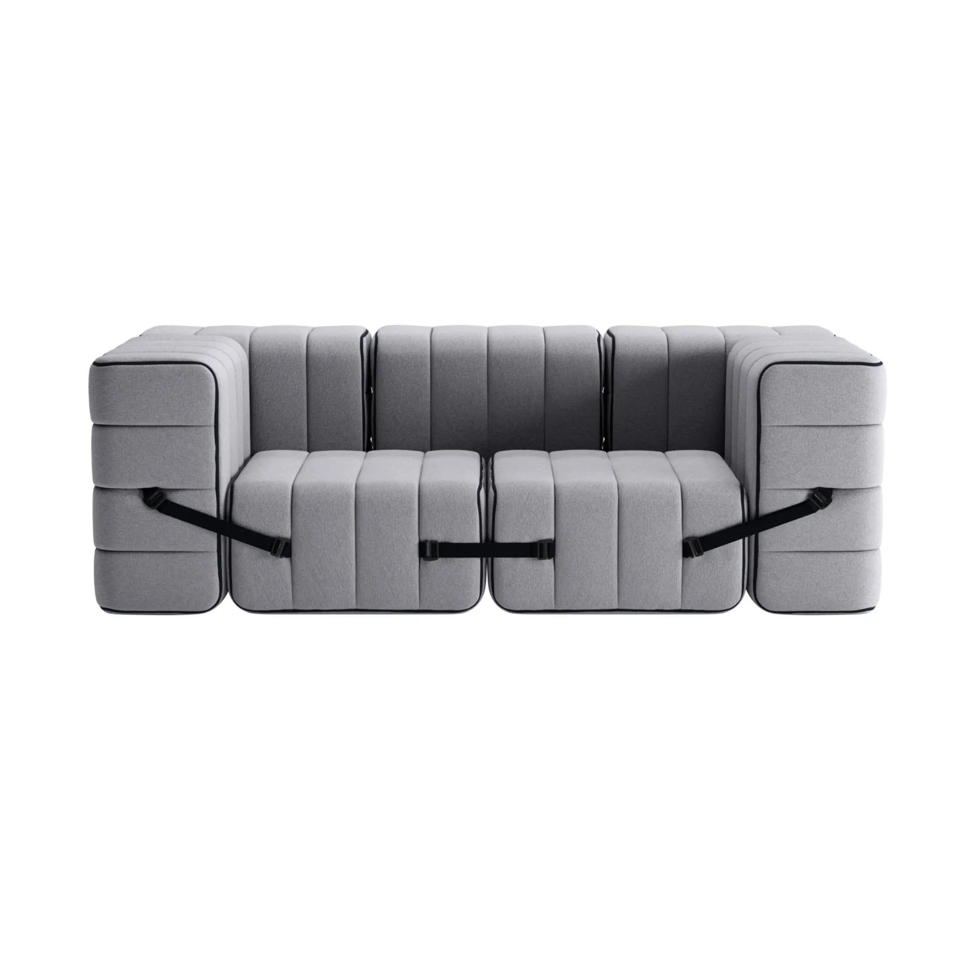 Modern and comfortable Curt Sofa System in Fabric Jet color option