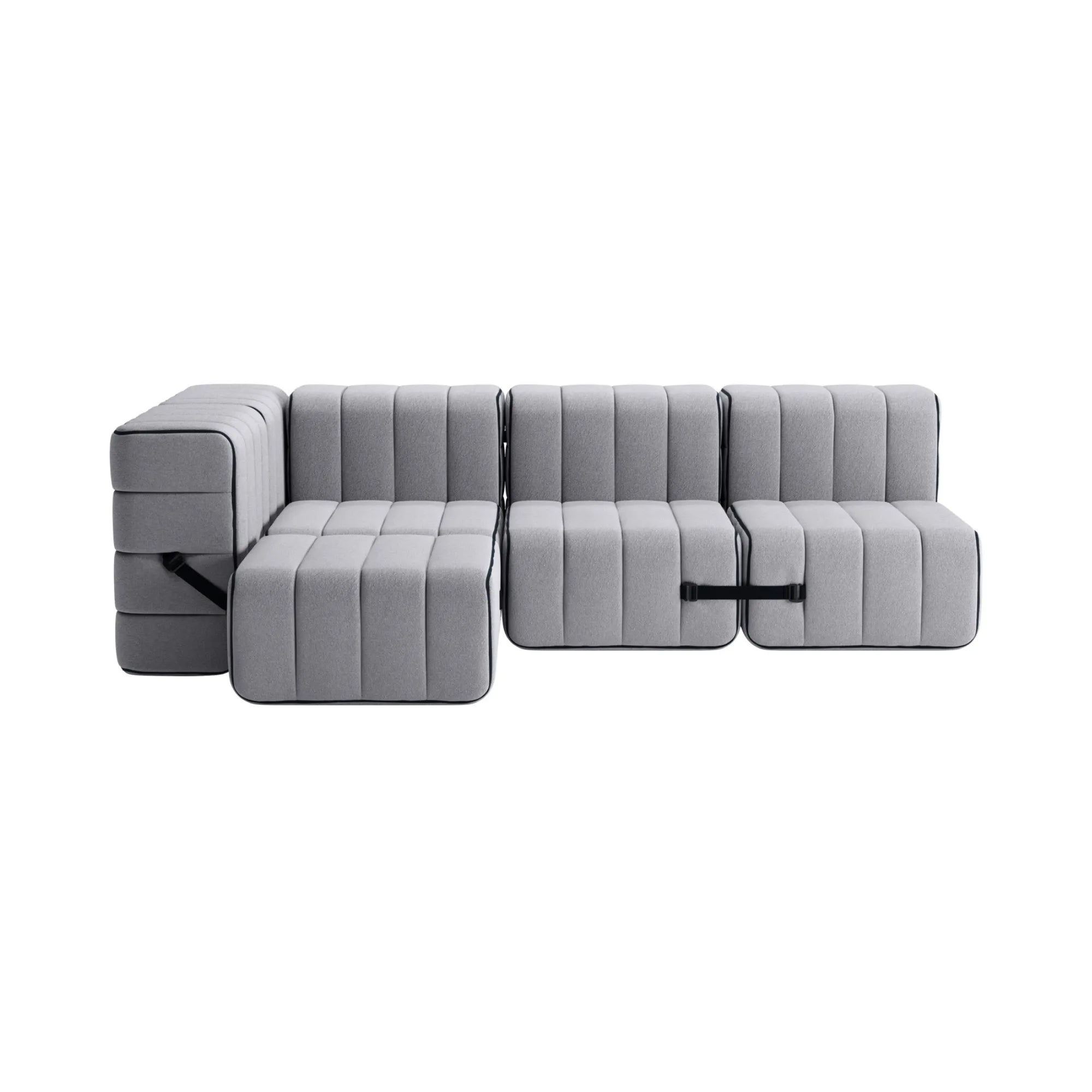 Contemporary Curt Sofa System in Fabric Jet, perfect for modern living spaces