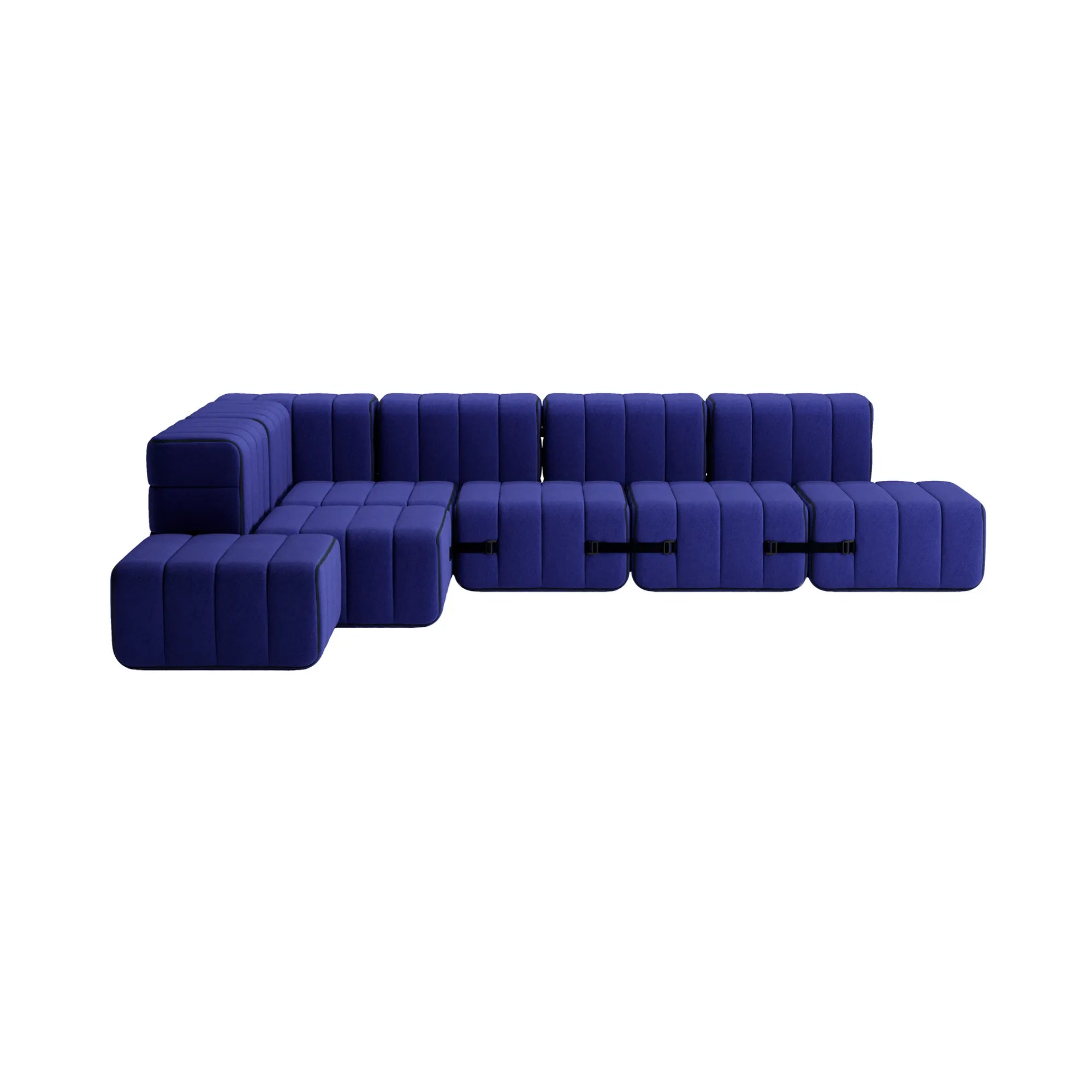  Side view of the fabric sofa system with chaise lounge