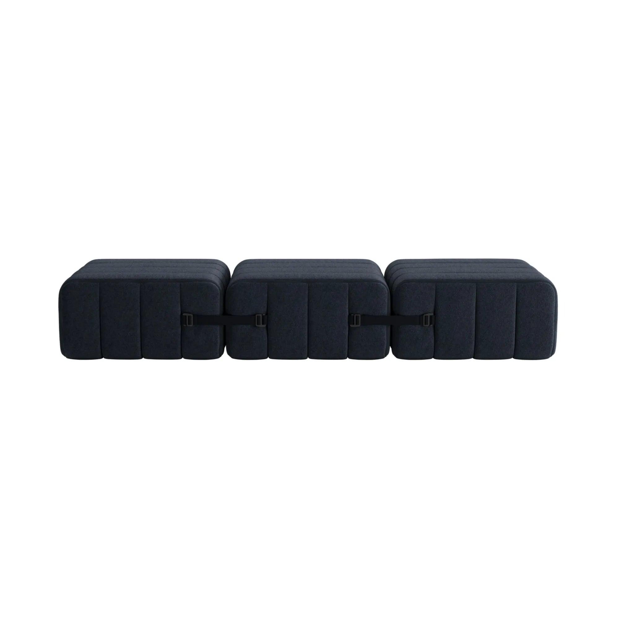 Contemporary black fabric sofa with adjustable headrests, perfect for modern living spaces