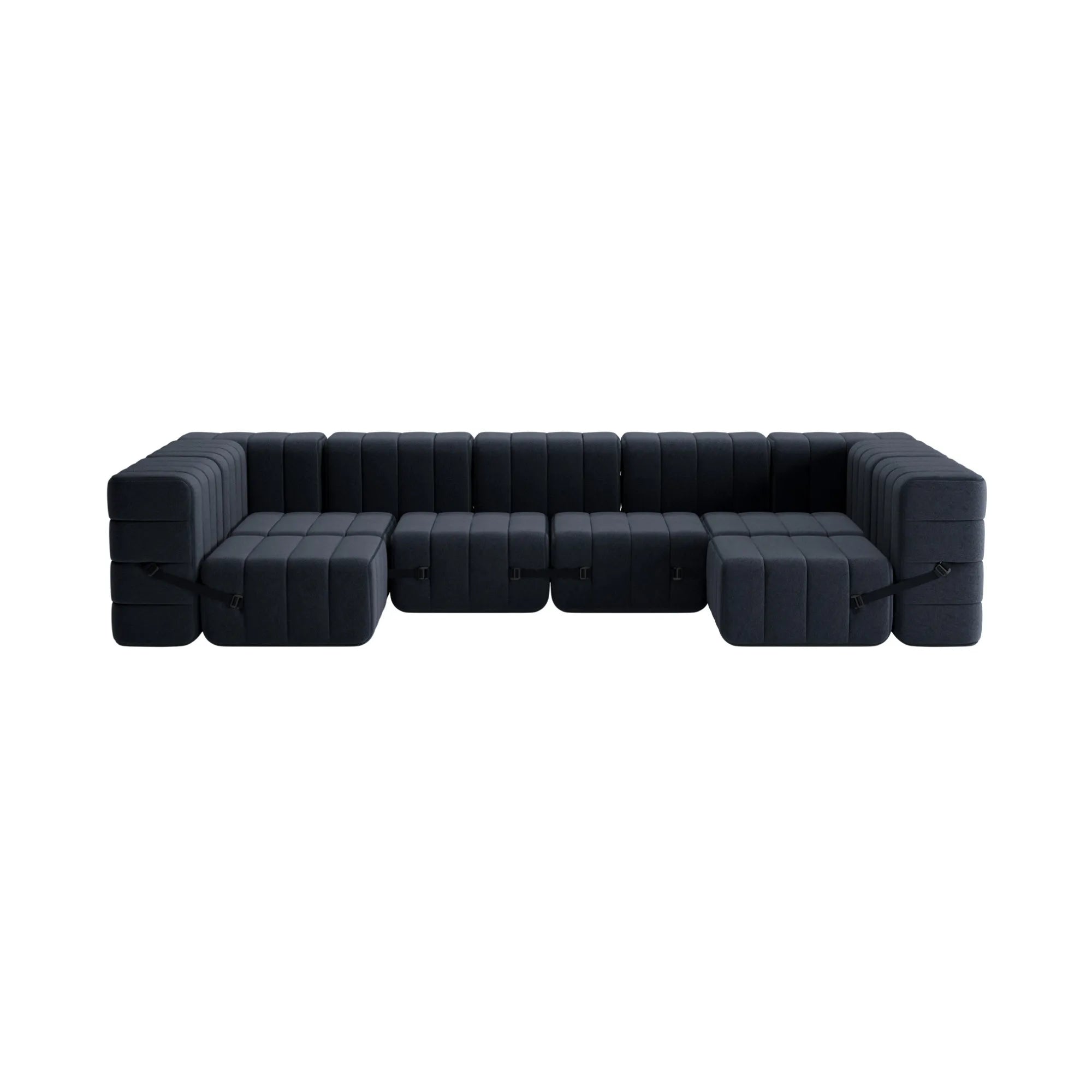 Contemporary, sleek and comfortable Curt Sofa System in Fabric Jet color