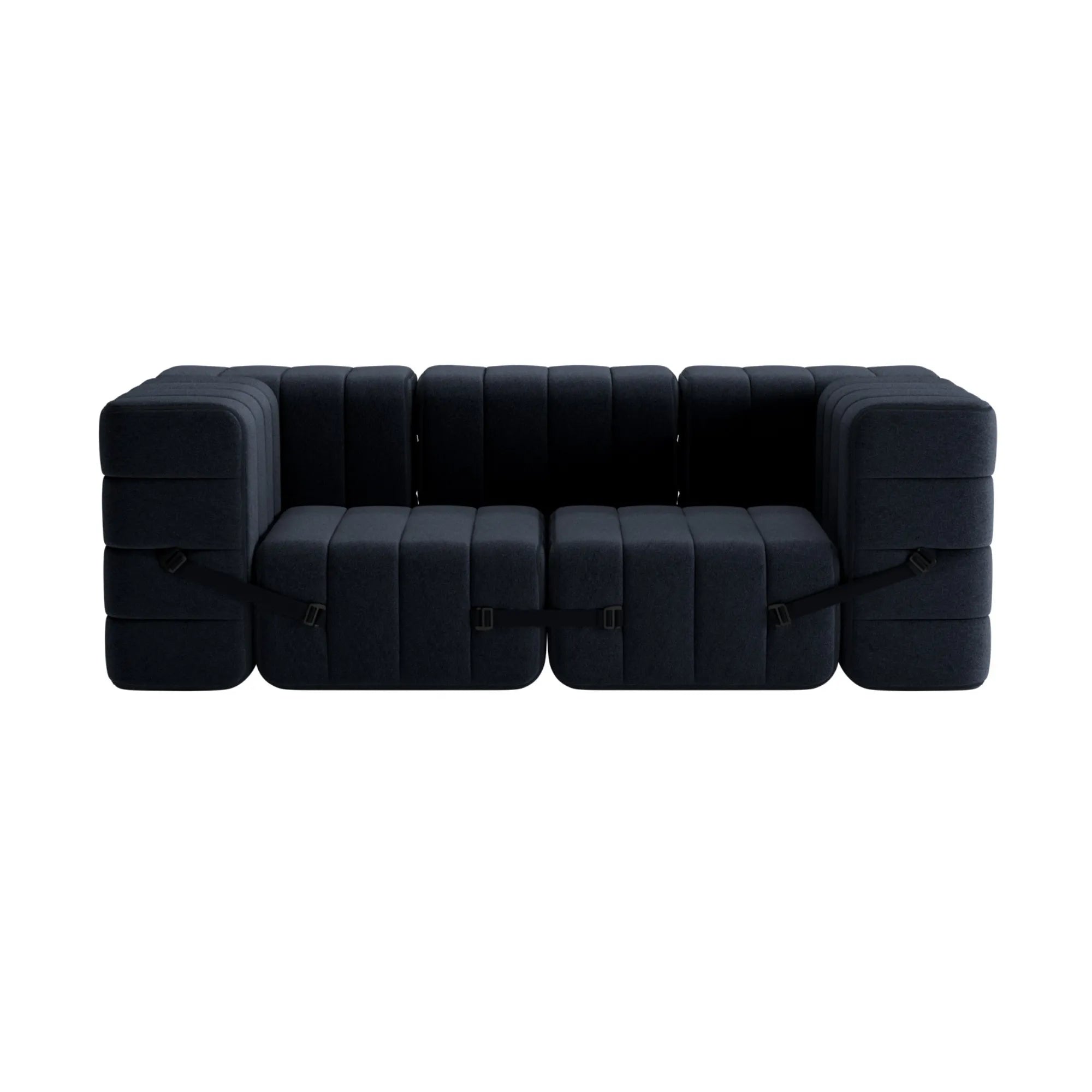 Contemporary, versatile Curt Sofa System in Fabric Jet, perfect for modern living spaces