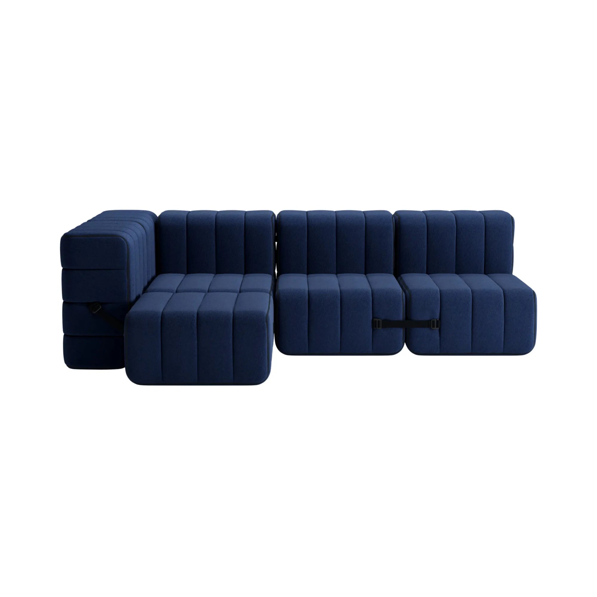 Modern fabric jet-colored Curt Sofa System, a versatile and stylish seating solution