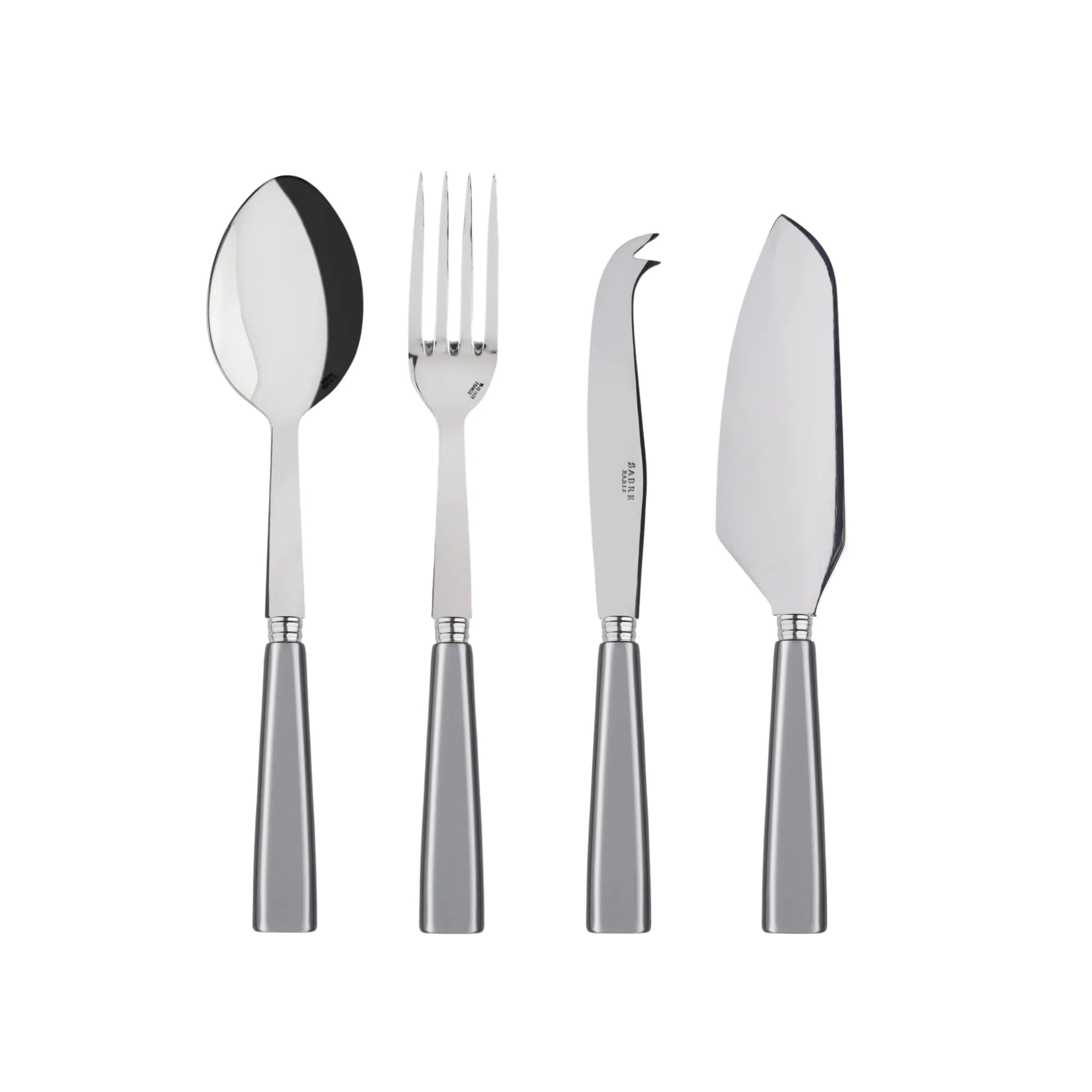 A silver Icône serving set with elegant handles and sleek design