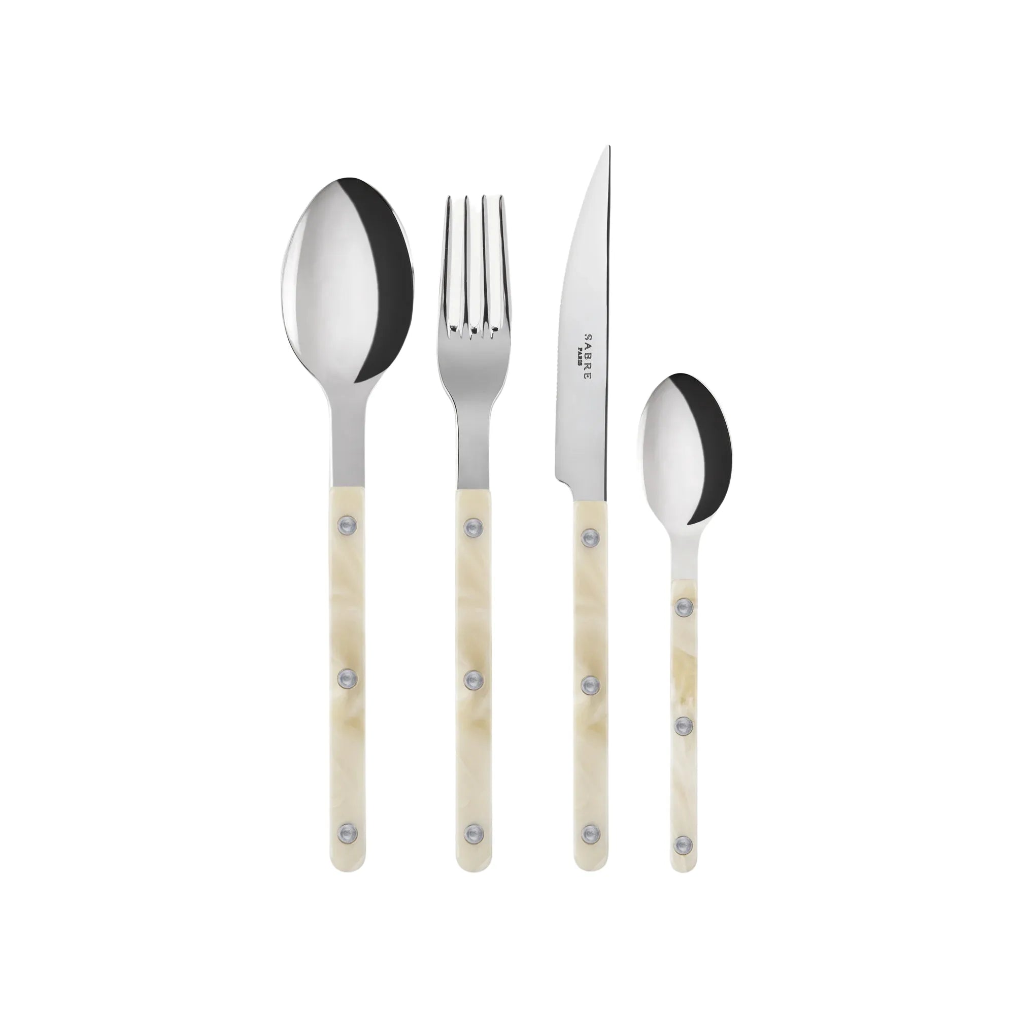 Bistrot Horn Cutlery Set with elegant handles and stainless steel blades