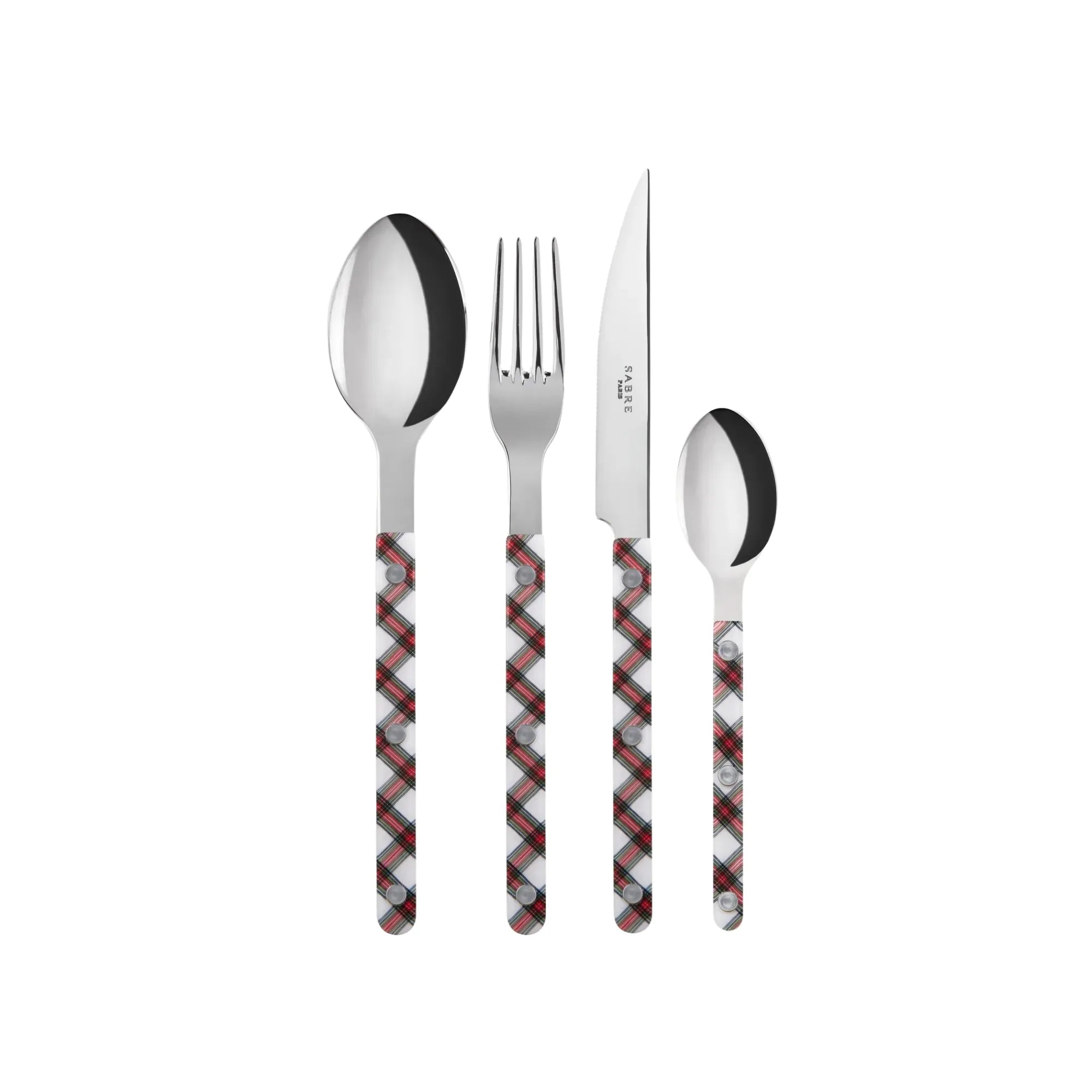 Bistrot Tartan Cutlery Set with stainless steel knives and forks