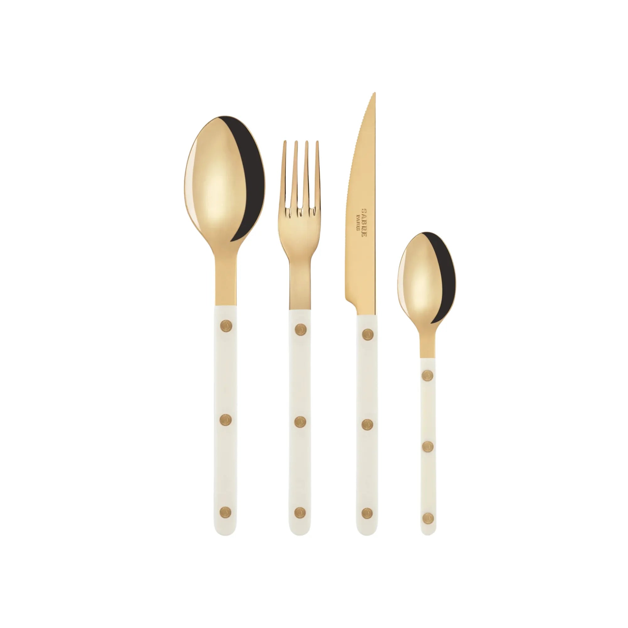 Bistrot Solid Cutlery Set - Gold, 16-Piece Stainless Steel Flatware Set with Luxurious Gold Finish for Elegant Dining Experience