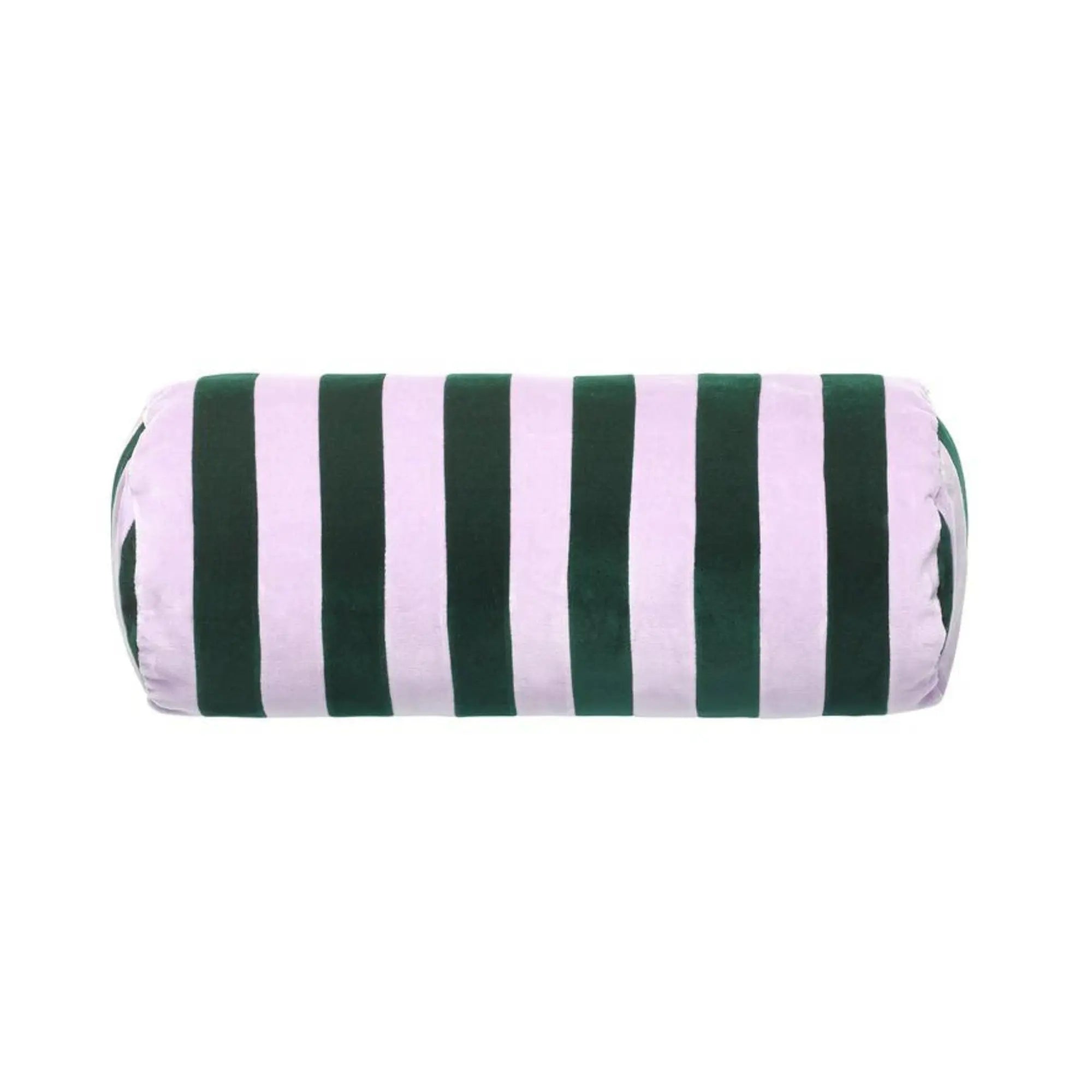 Stripe Bolster being used for a gentle backbend yoga pose