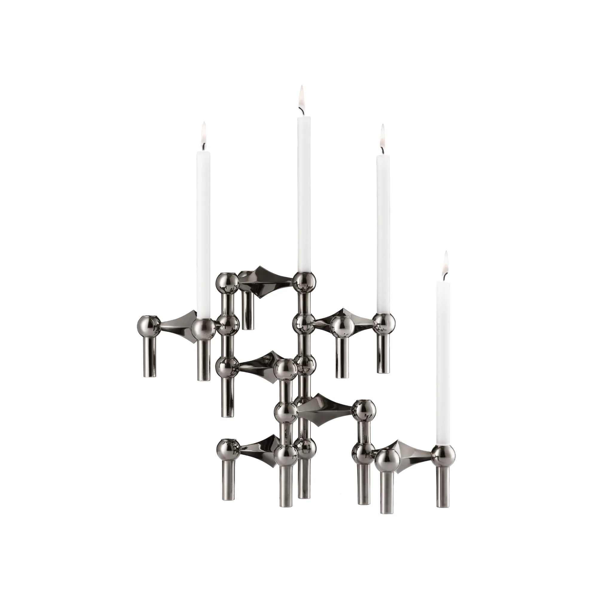 Modular Candle Holder Black Chrome Configuration 3 - sleek, modern design for stylish home decor