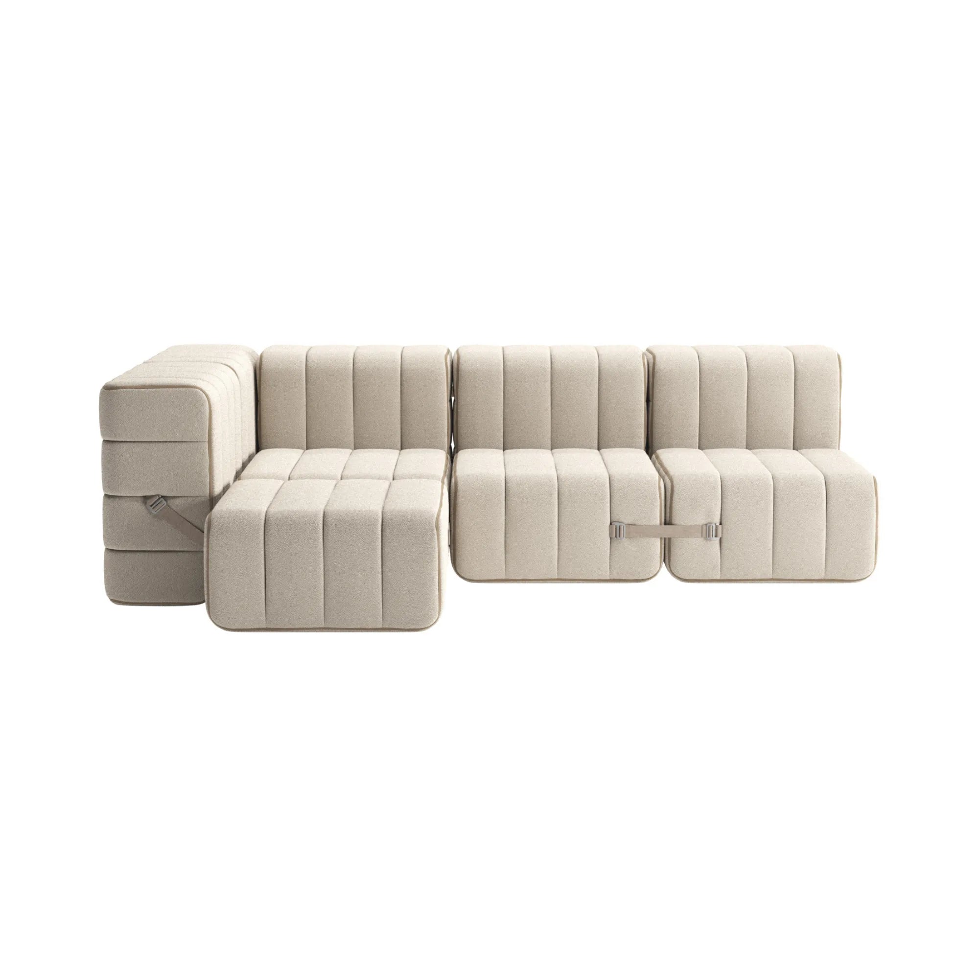  Modular fabric sofa with built-in USB charging ports