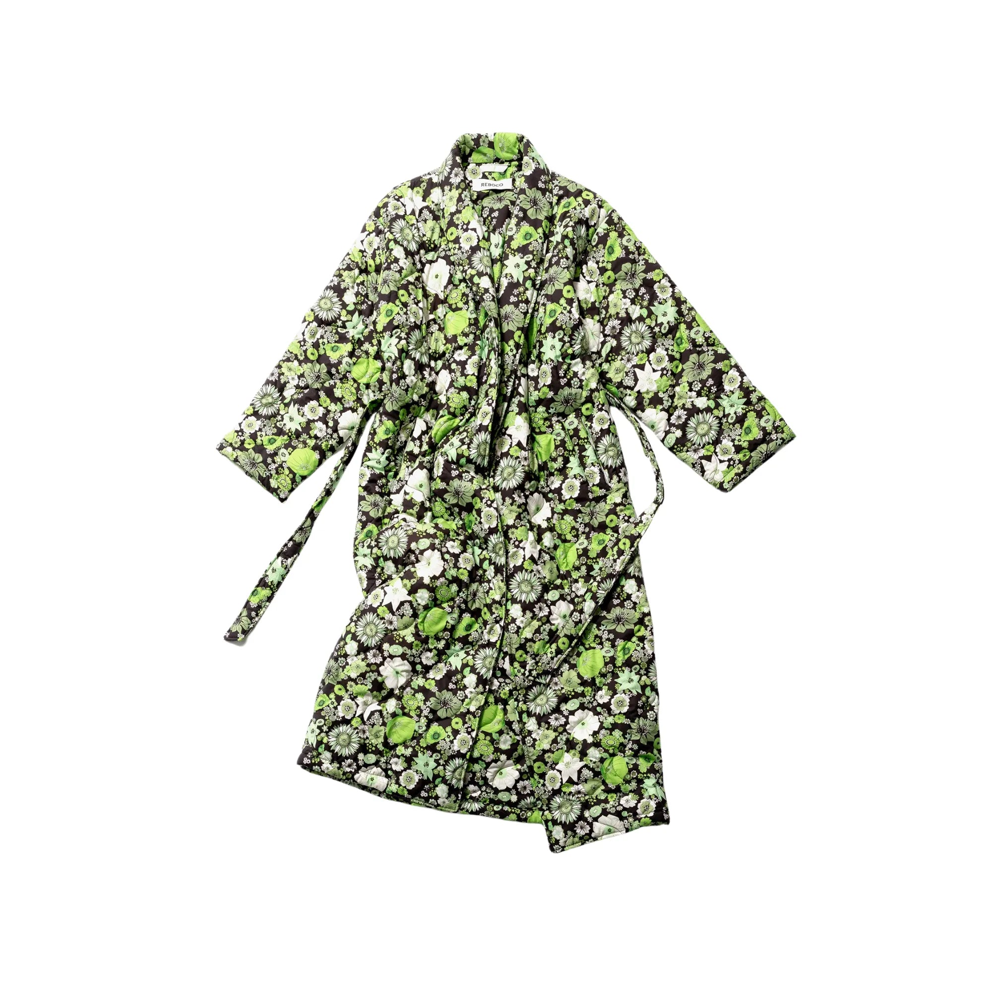 ###
A sophisticated morning coat in green with a beautiful floral pattern