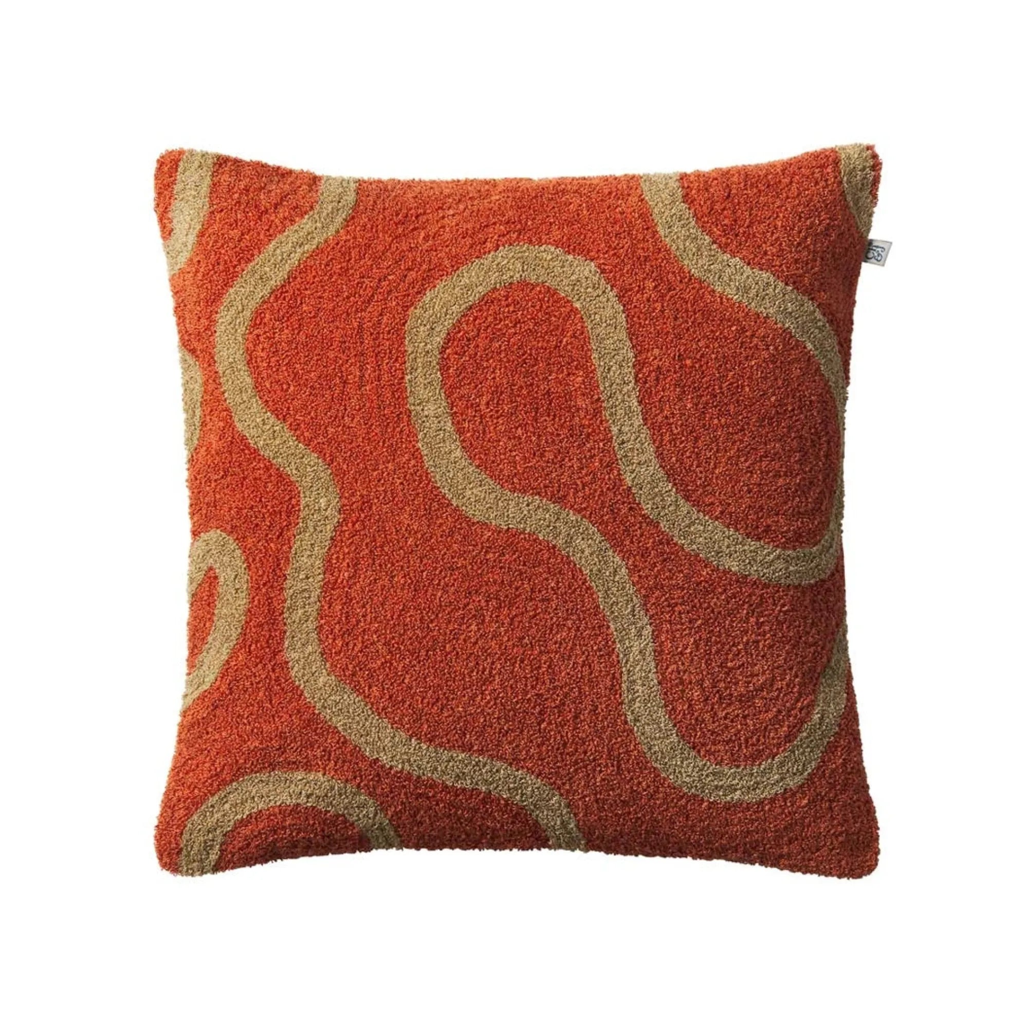 Swati Boucle Cushion Pillow in Apricot Orange and Sand, perfect for cozying up on the couch during chilly evenings