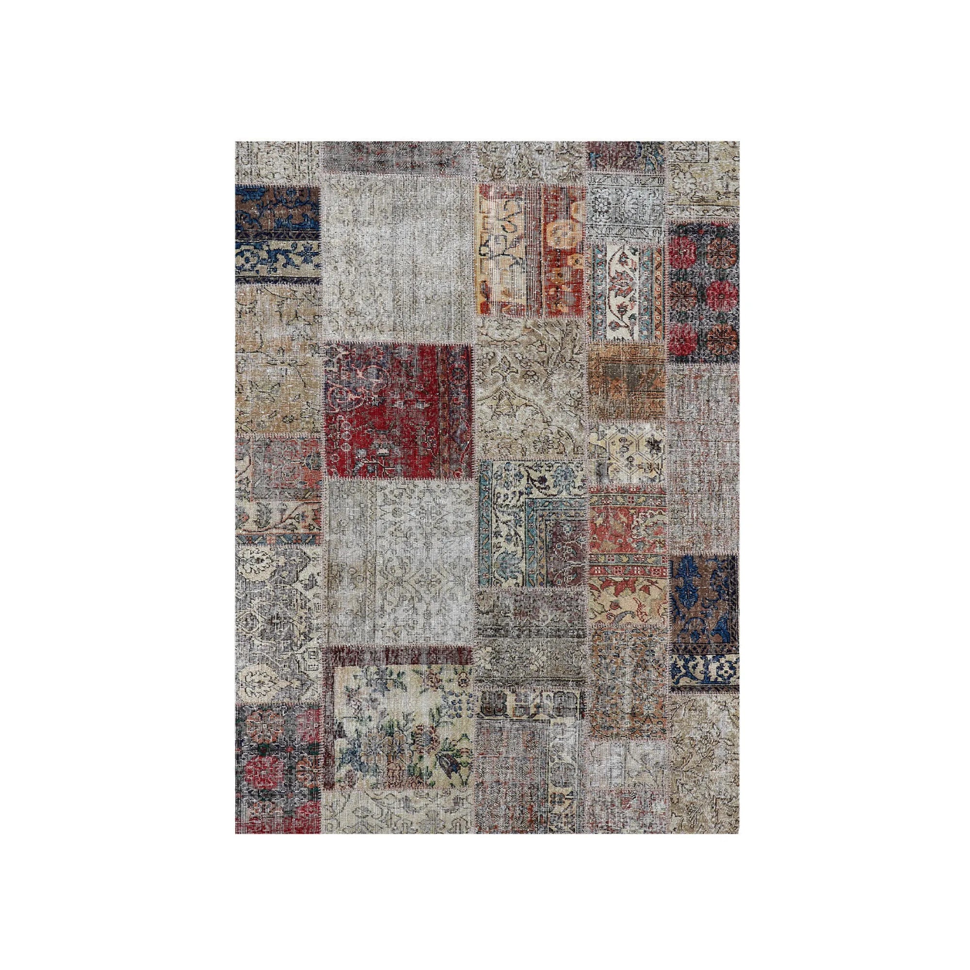 Classic oriental rug featuring intricate motifs and faded pastel colors