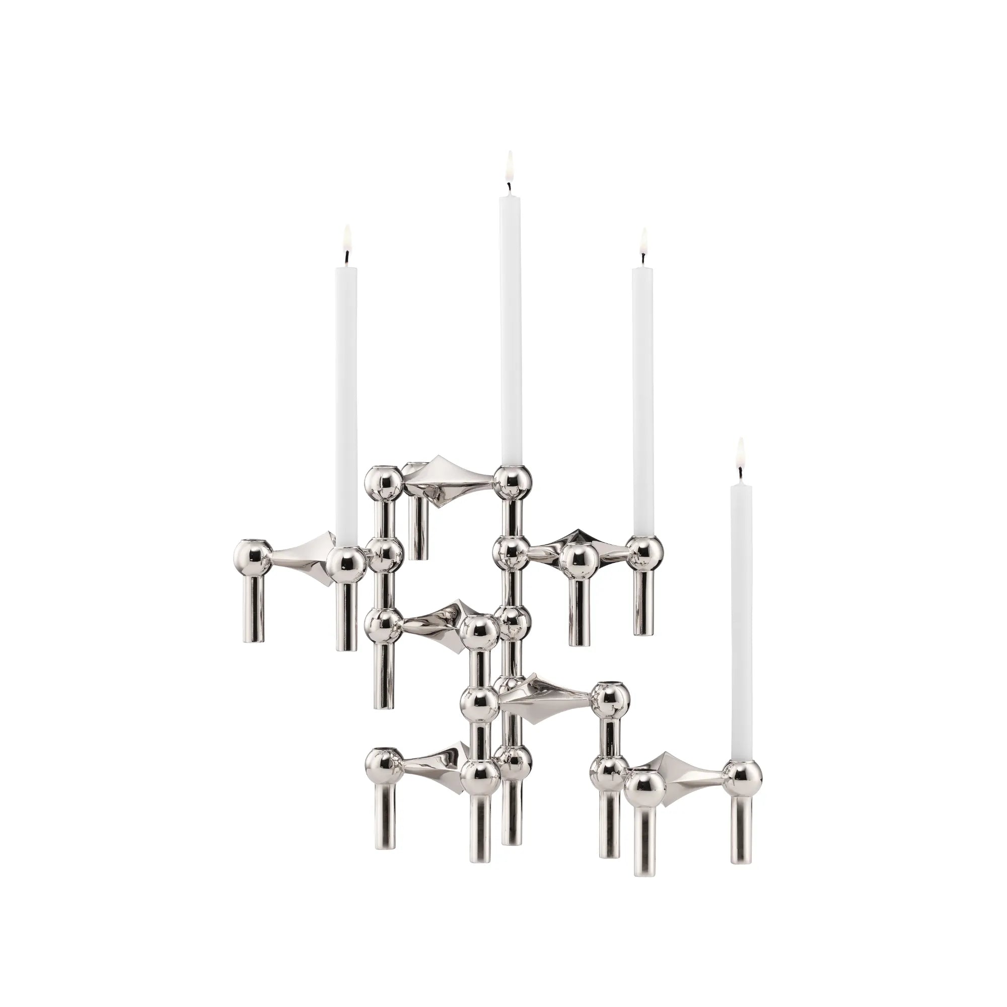 Modern modular candle holder in sleek chrome finish, featuring configuration 2 design