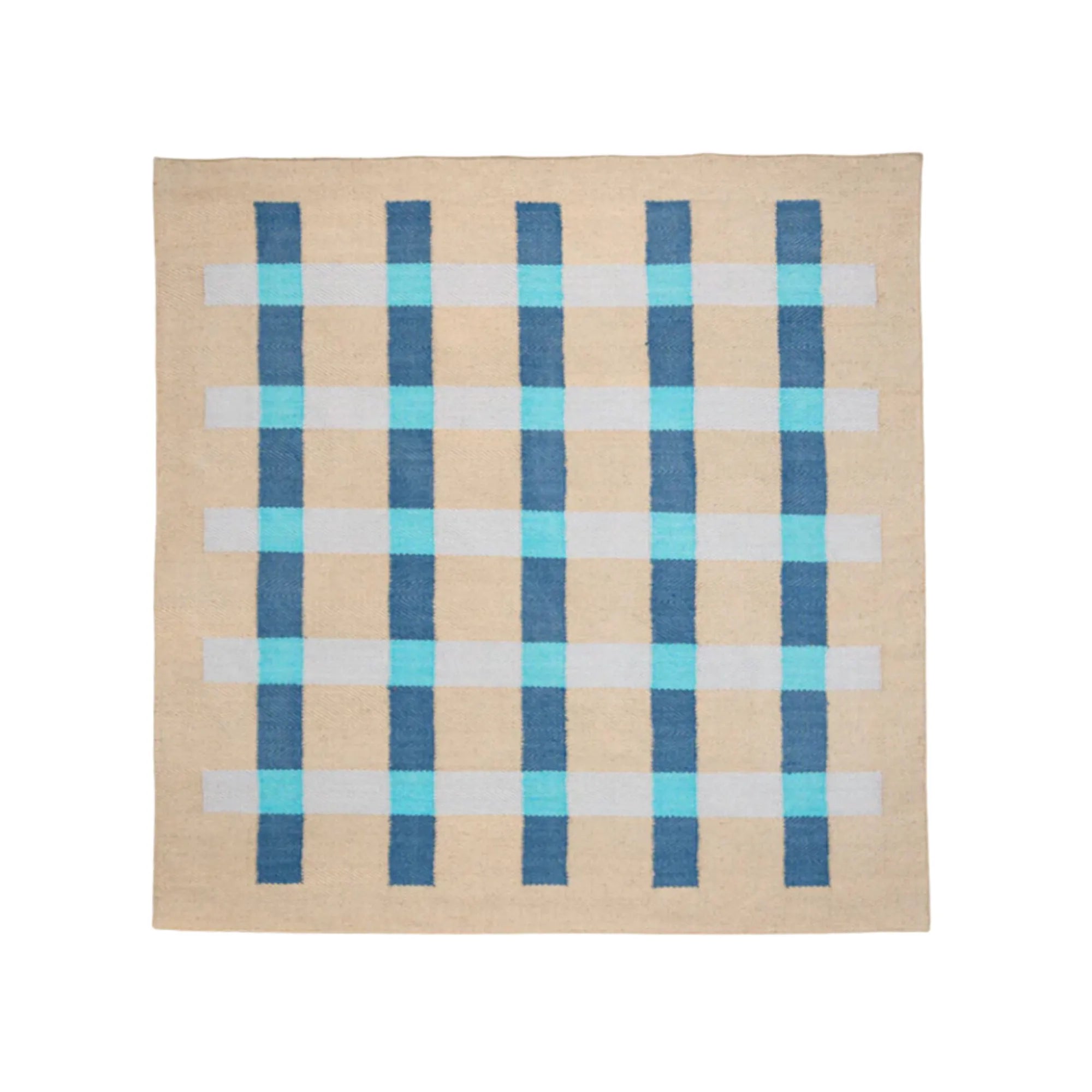  Handmade jute rug in a versatile navy and natural striped motif