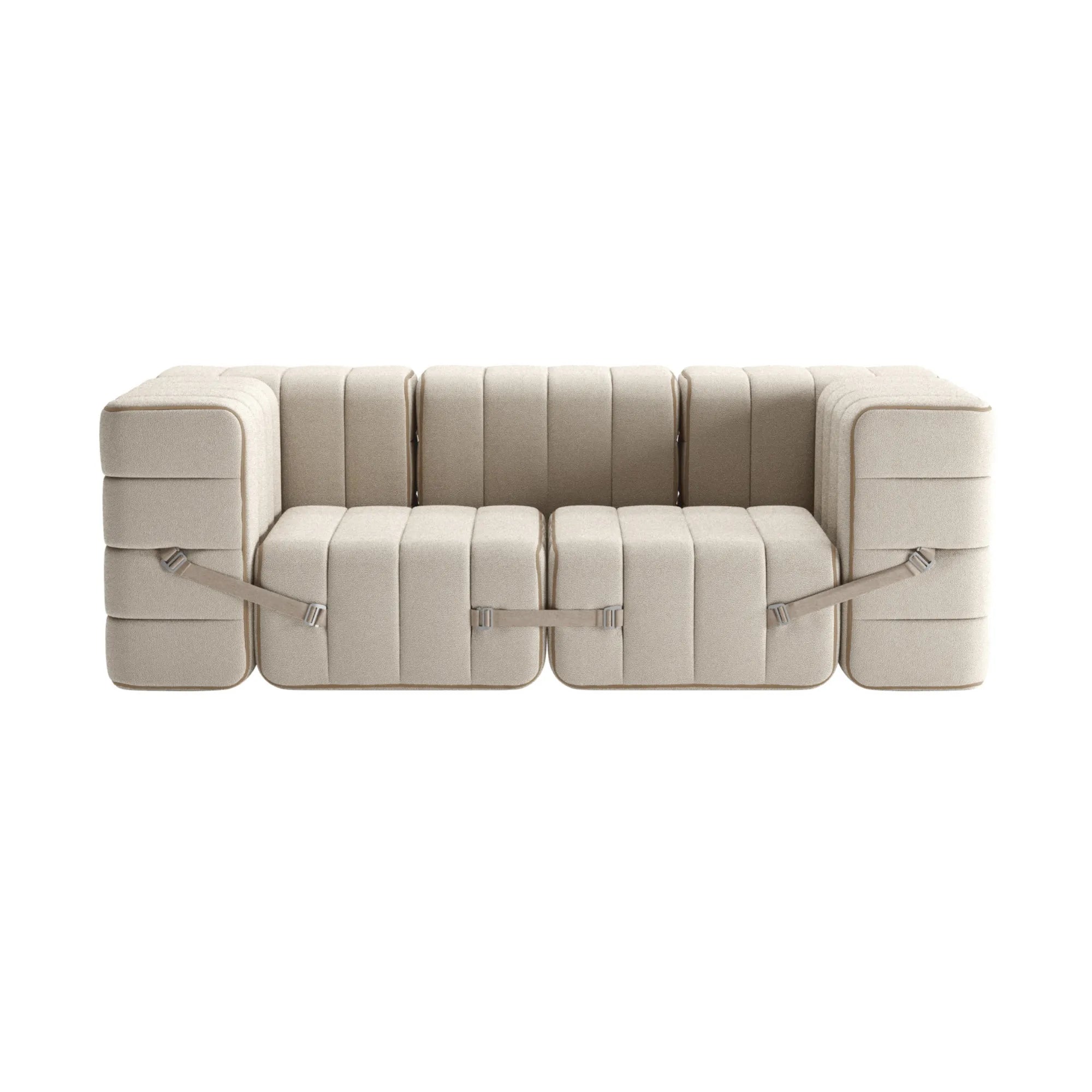  Fabric sofa set with tufted seat cushions and sleek lines