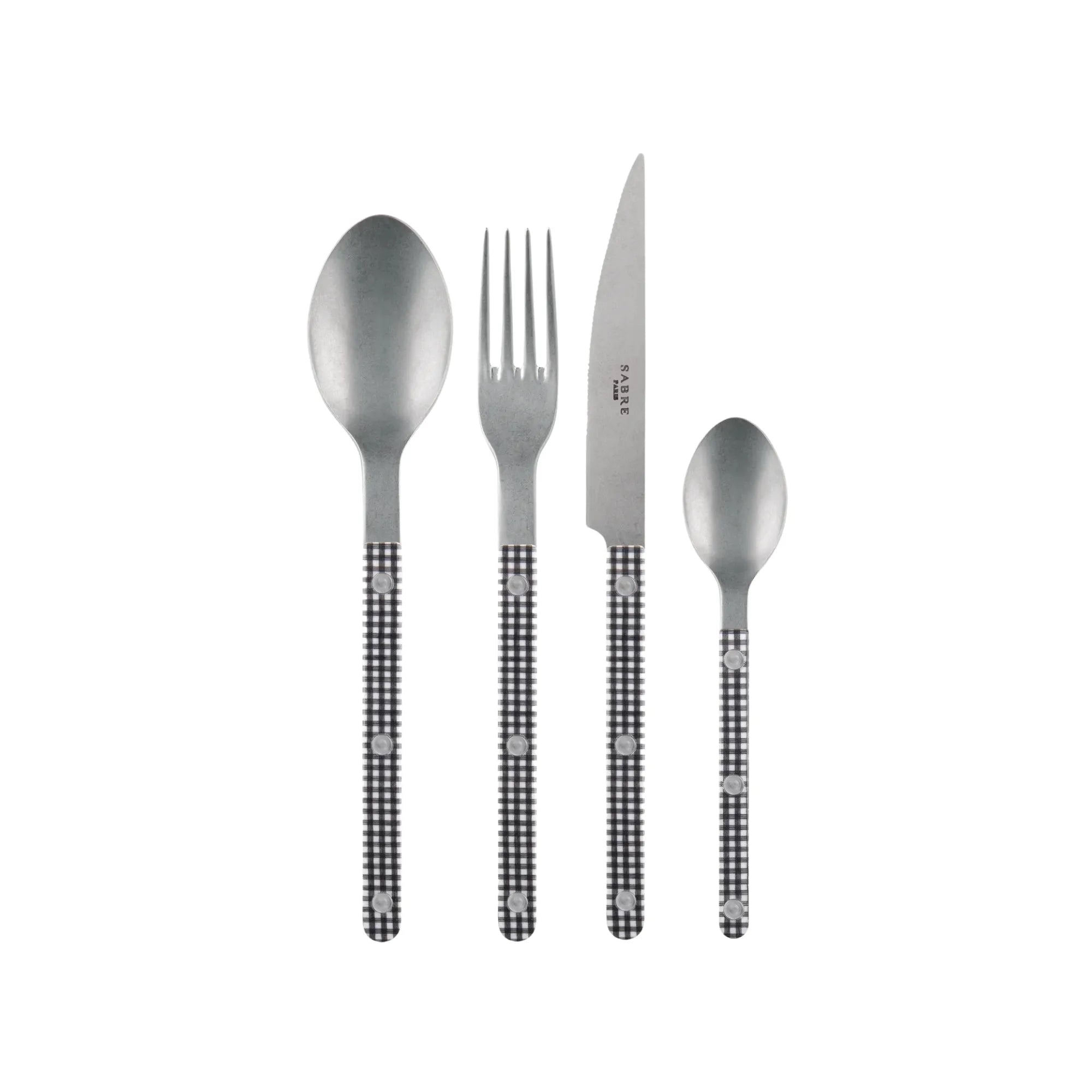 Beautiful Bistrot Gingham Cutlery Set with classic checked pattern design