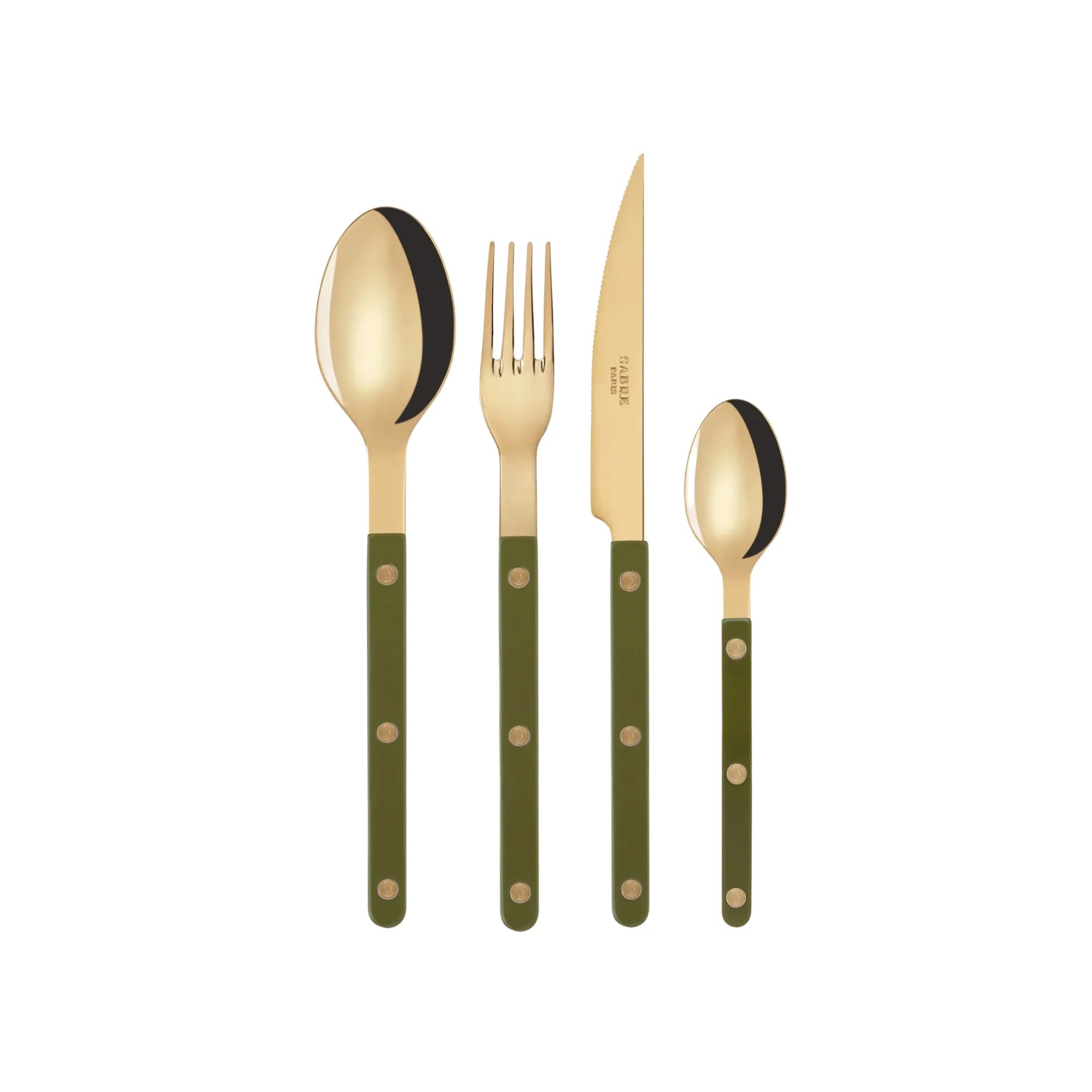 Shiny gold Bistrot solid cutlery set with elegant design and durable construction