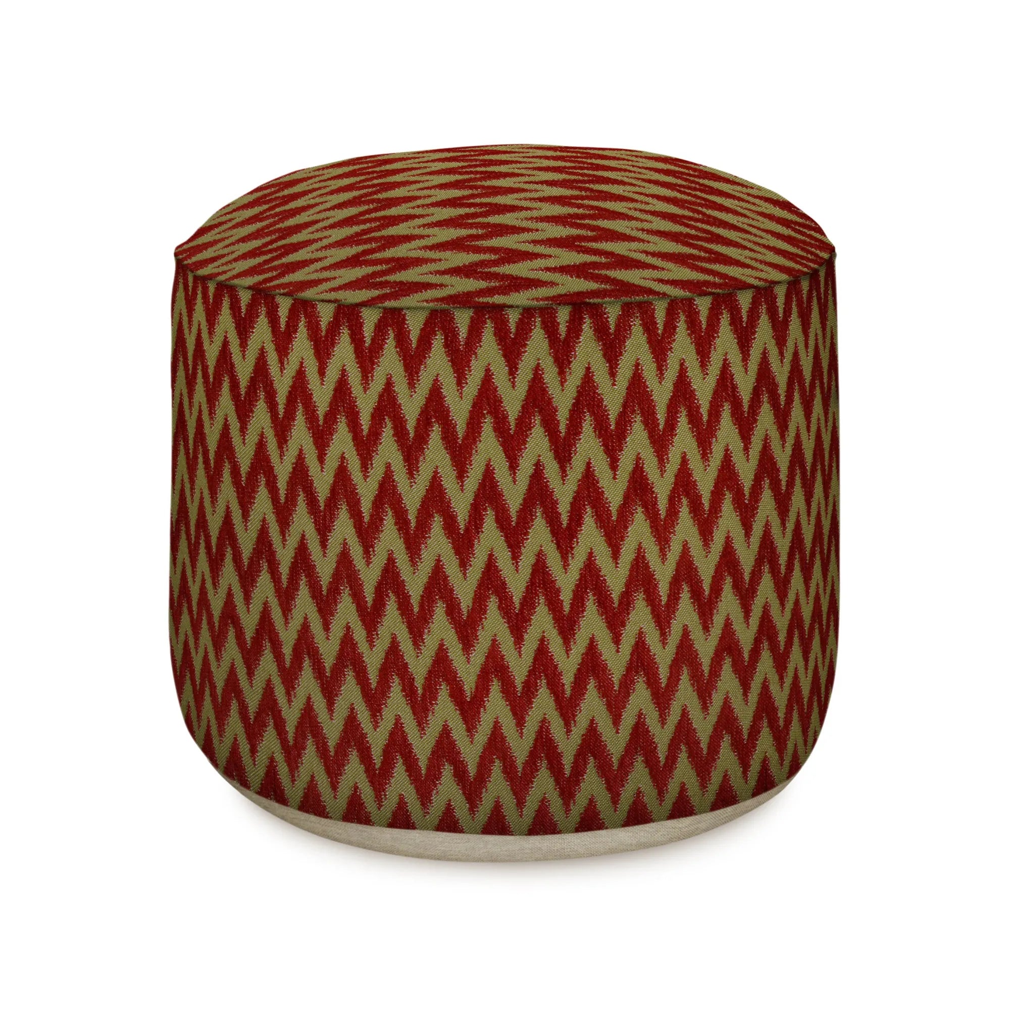 Outdoor Rosita Pouf in a spacious outdoor lounge area, perfect for entertaining guests