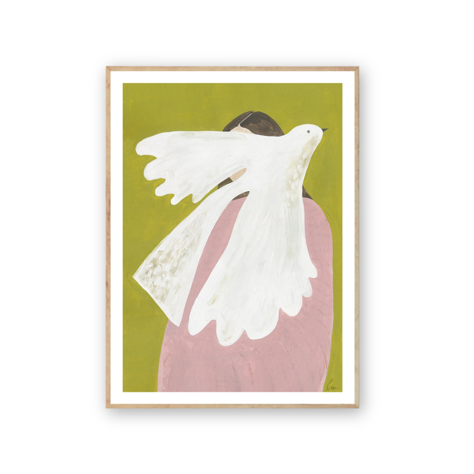 Bird and Woman - Art Print