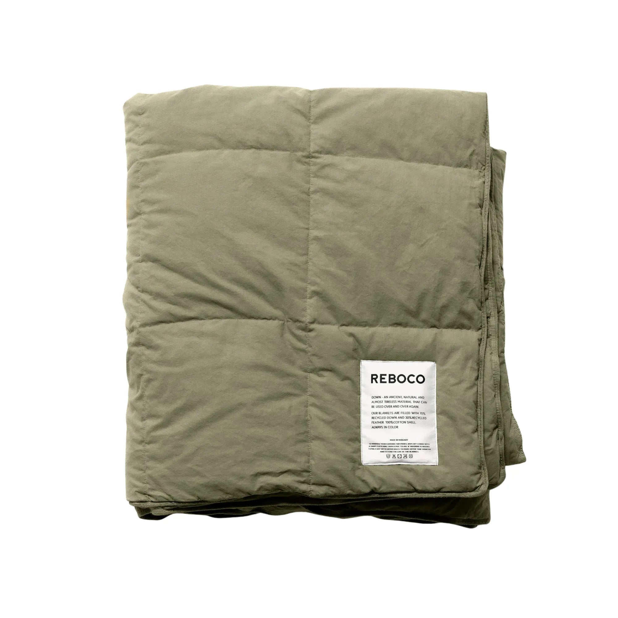 Seaweed green down blanket with soft and plush texture for cozy warmth and comfort in bed or on the couch