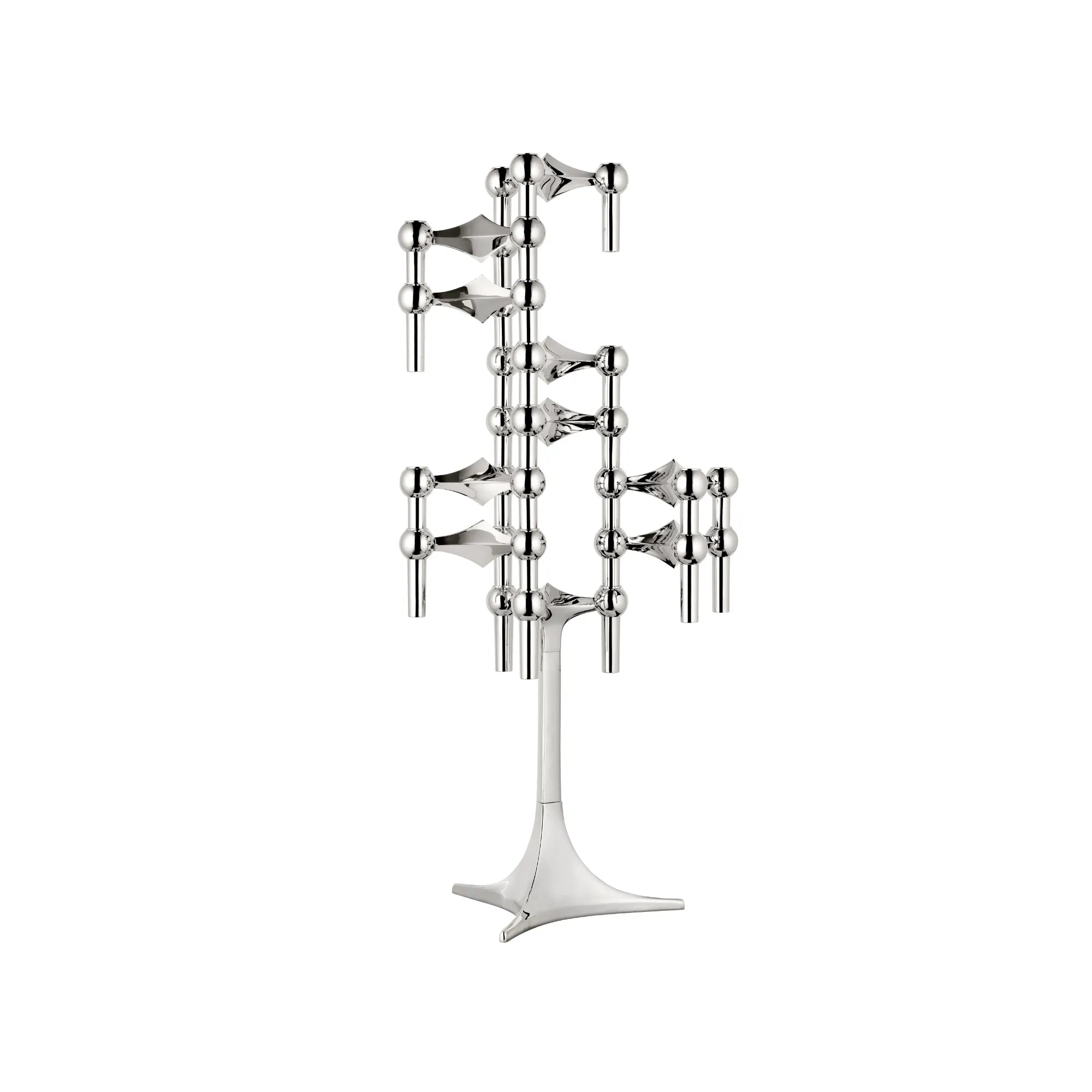 Modular Candle Holder in Chrome finish, designed for 3 candles