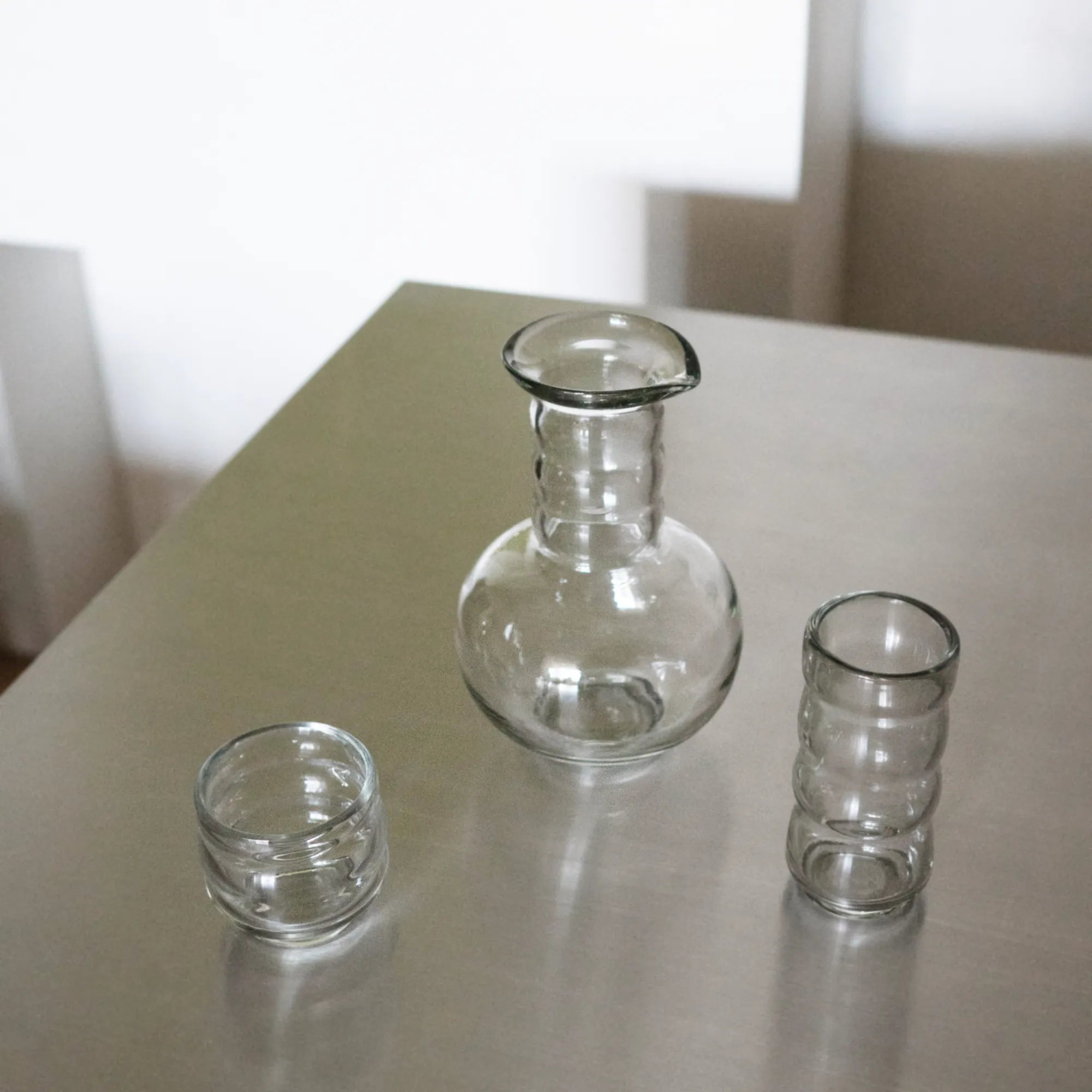 Handcrafted glass Agnes Carafe with elegant curves and a sleek design