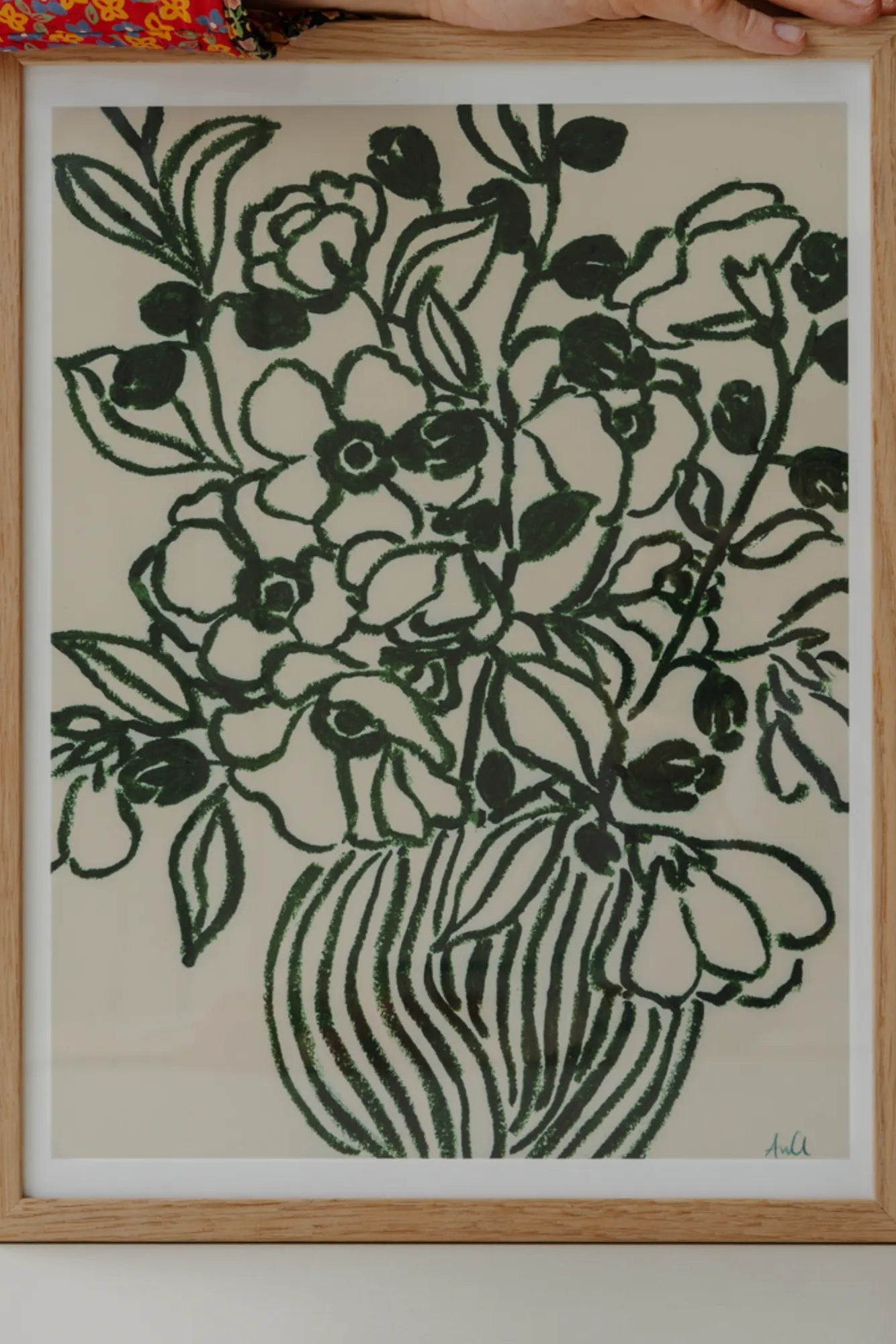 Close-up of vibrant and detailed floral artwork titled 'Poppy Studies II'