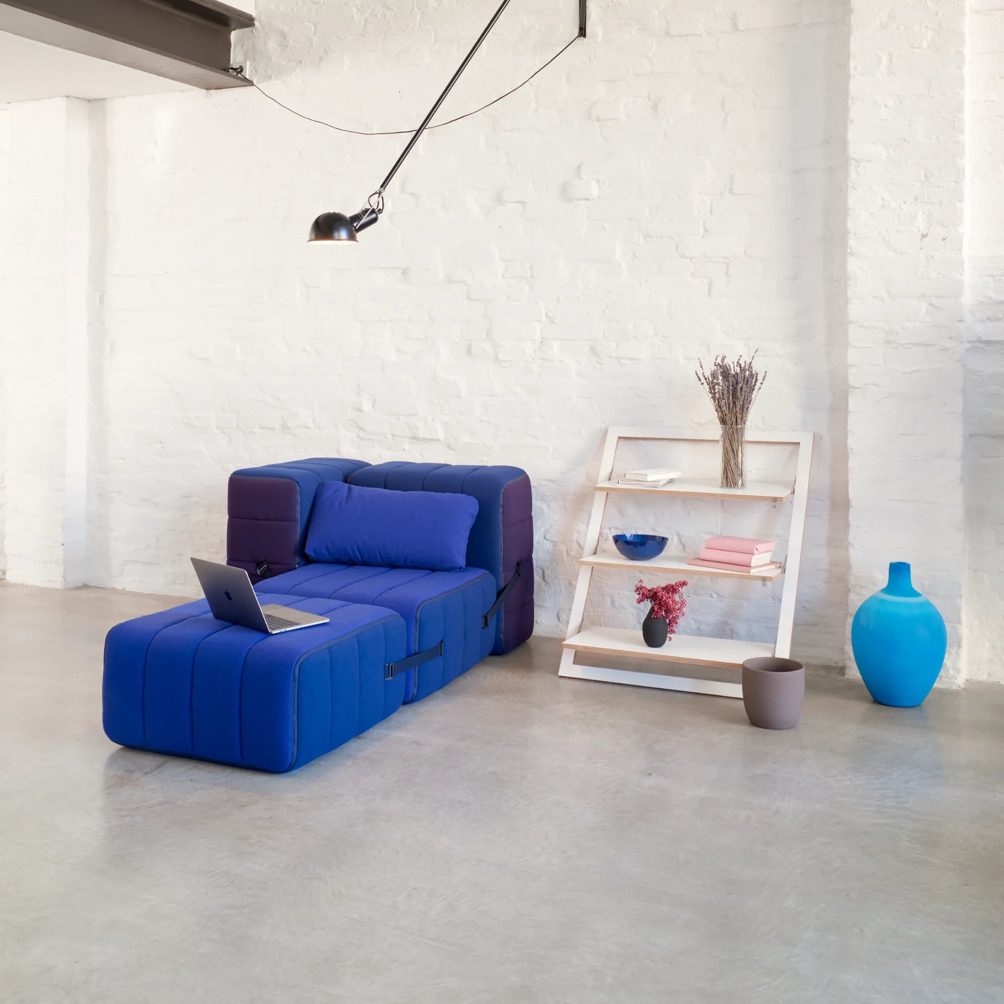 Contemporary and stylish Curt Sofa System in Fabric Jet, perfect for modern home decor