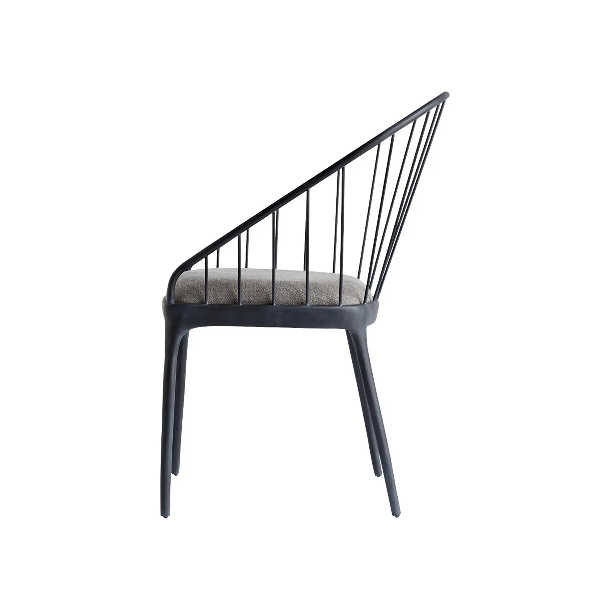 Modern Feel Iron Dining Chair with Black Leather Upholstery and Sleek Design