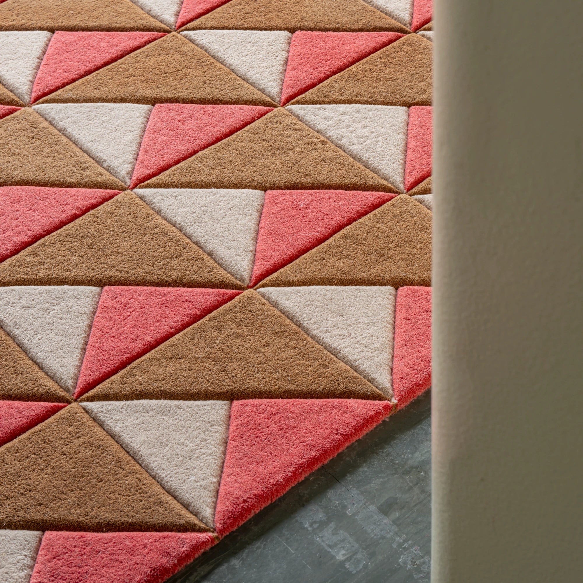 Triangle Wool Rug - Persimmon Pink