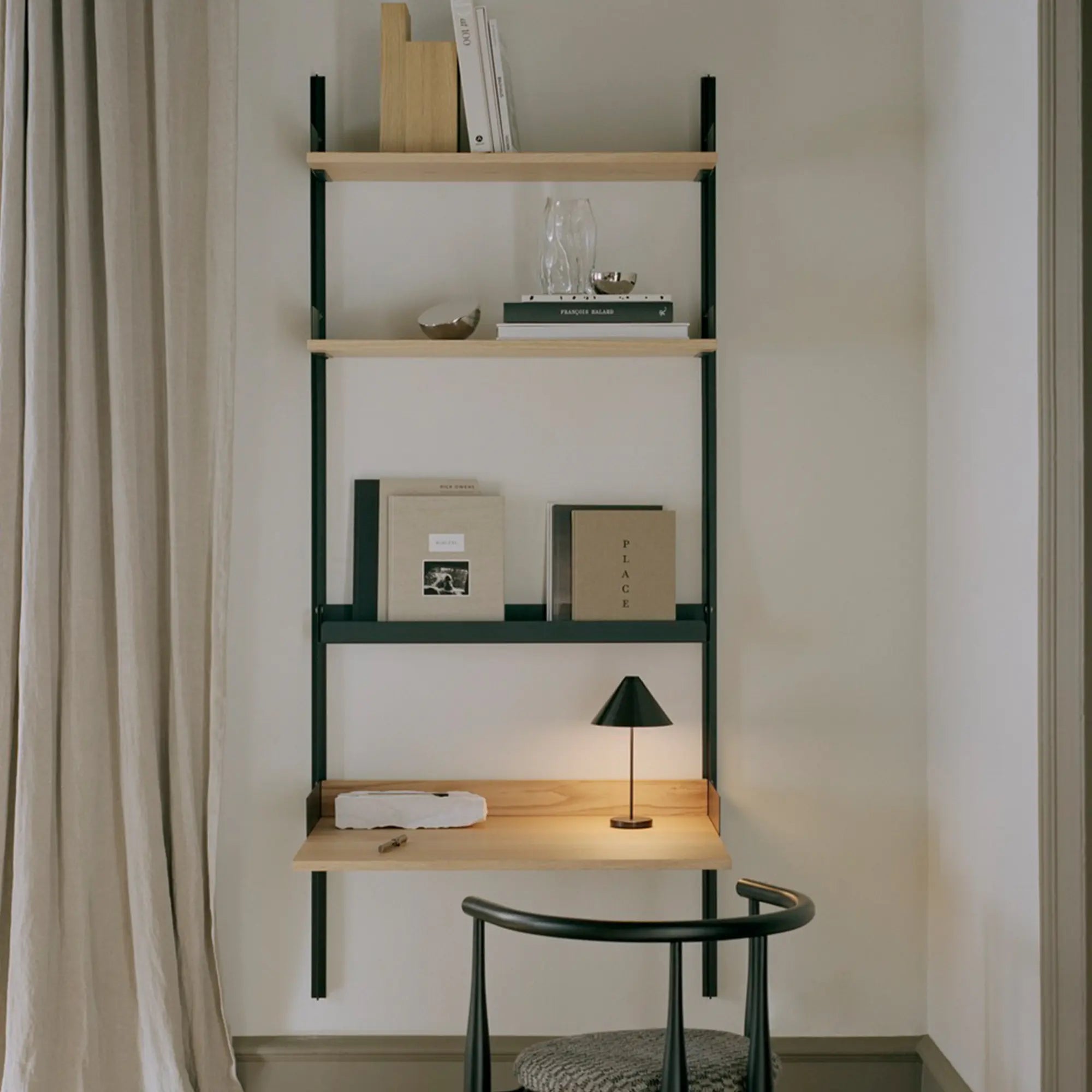  Compact study shelf designed for small spaces with foldable desk and wall-mounted option