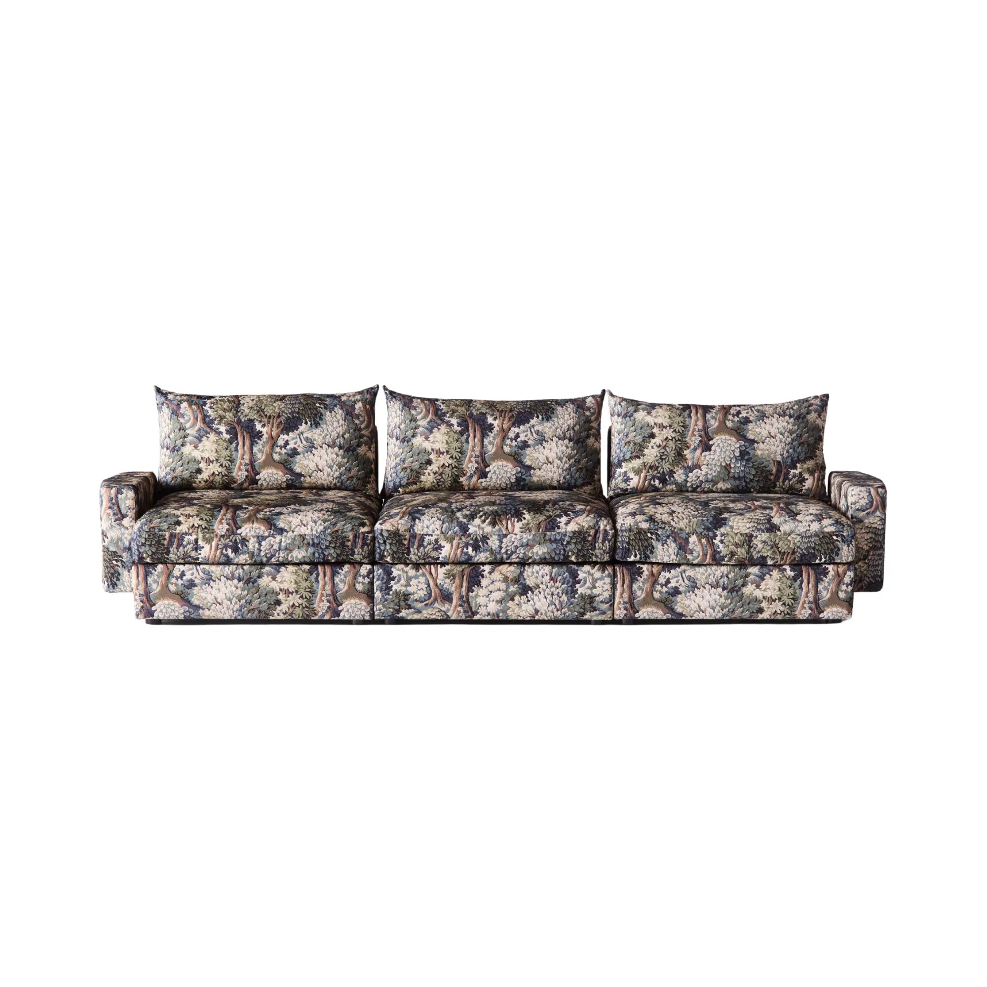 Stylish and comfortable Laurel Sofa in beige fabric with tufted backrest and wooden legs