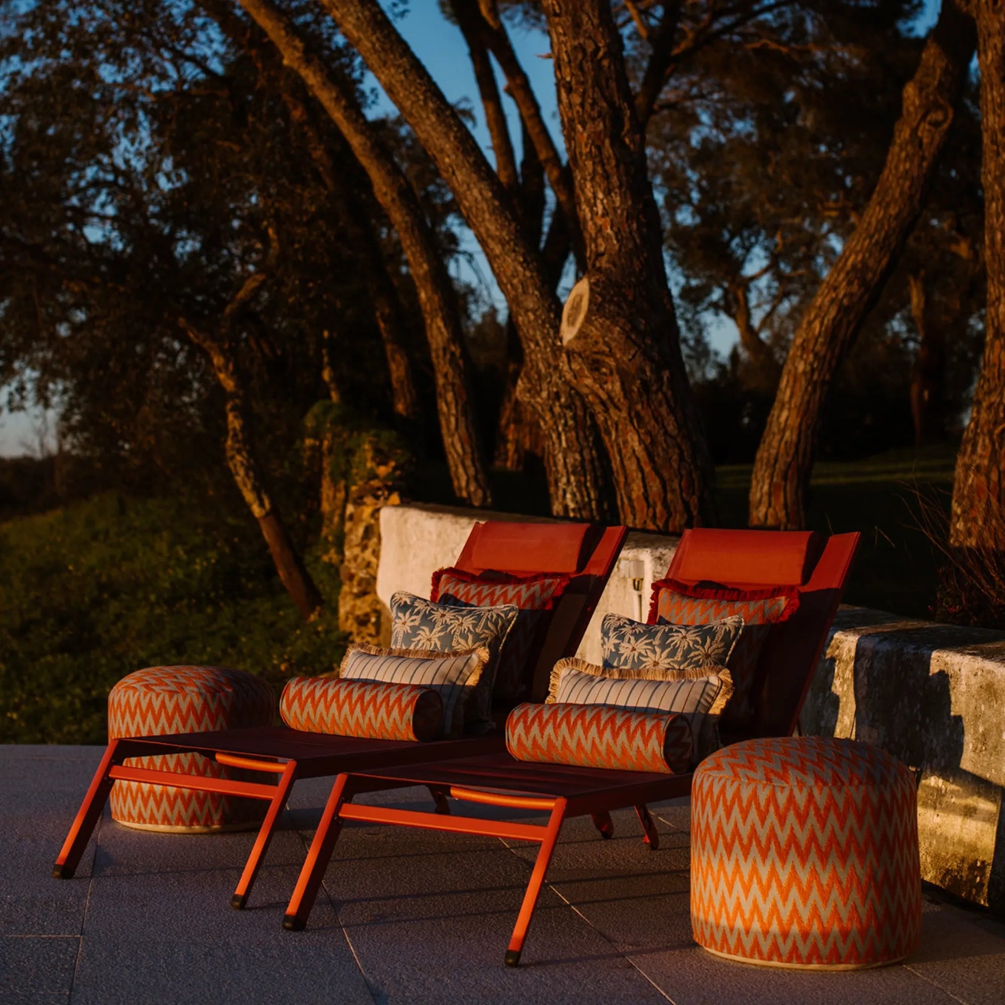 Close up of the durable and weather-resistant fabric on the Outdoor Rosita Pouf