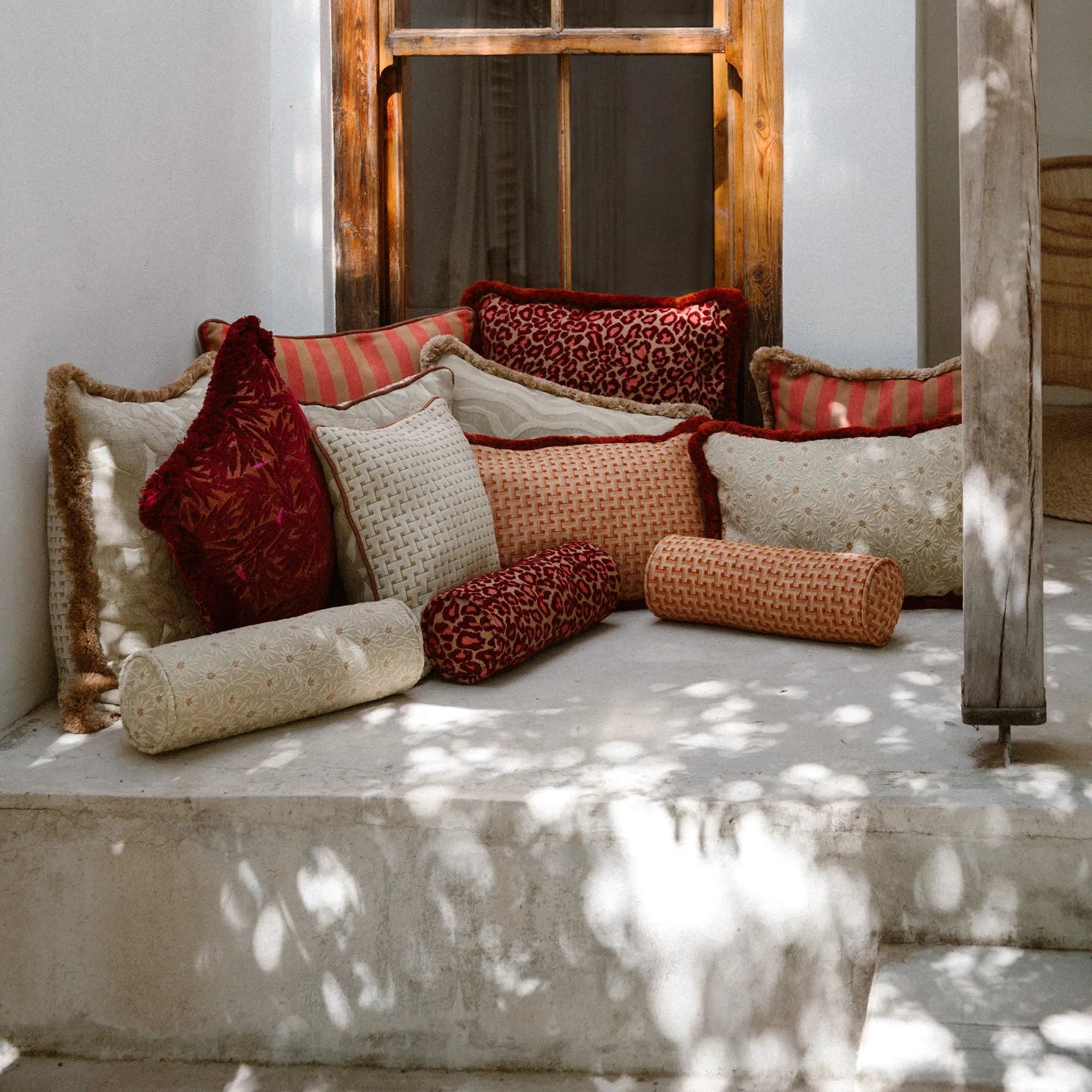 Maya Bolster Pillow in Cream Color for Home Decor