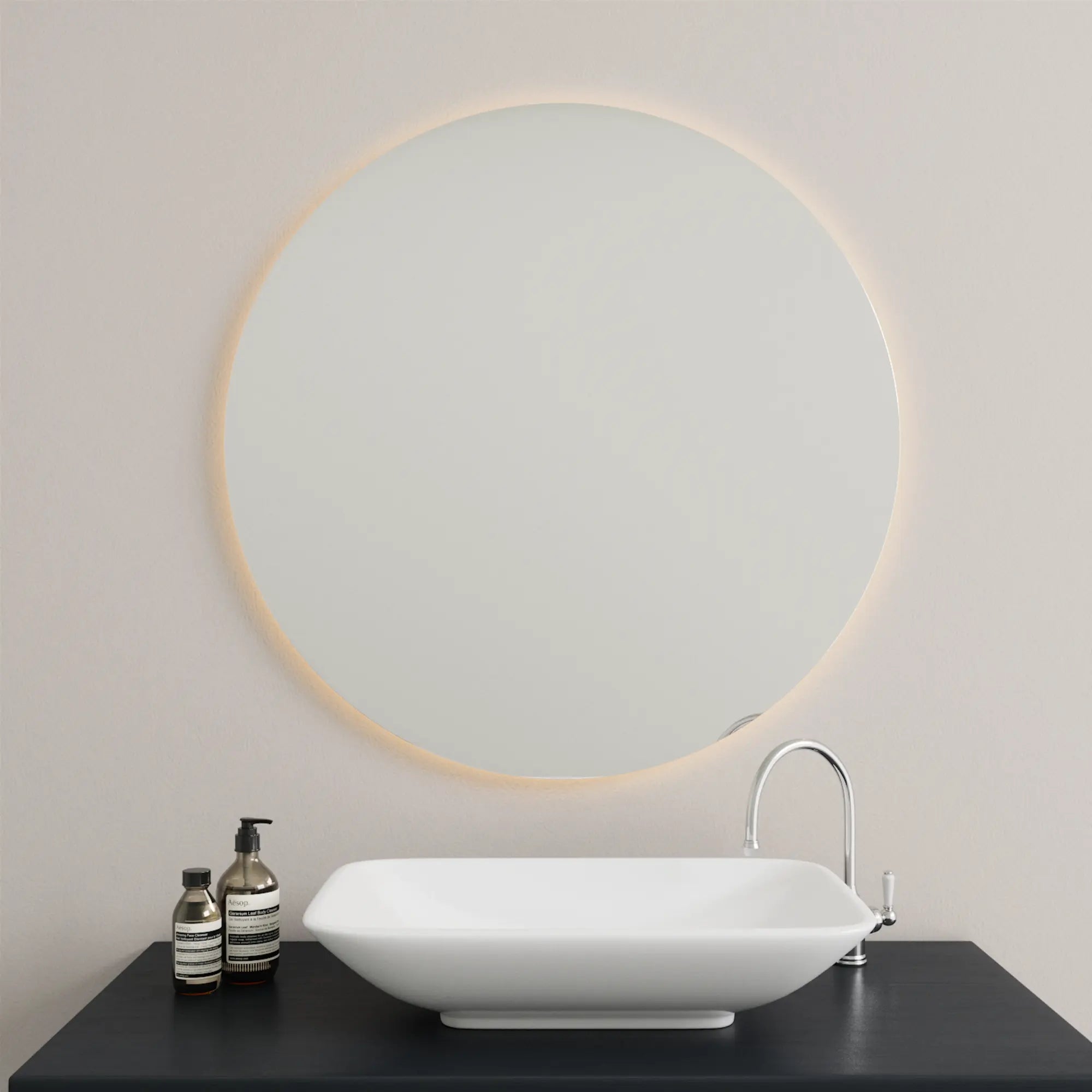 Round Mirror with Lights