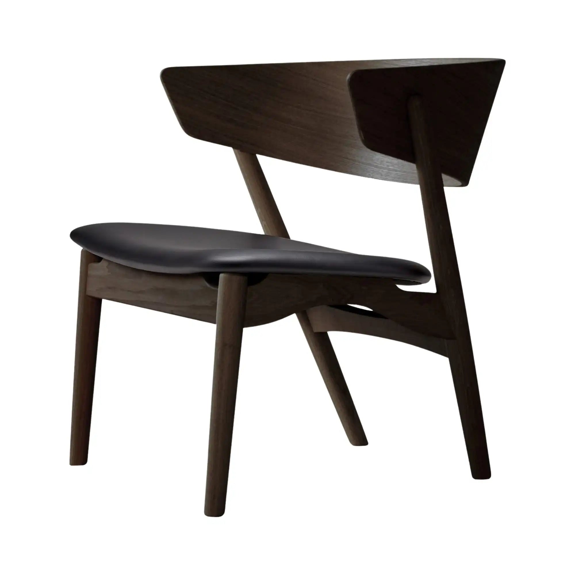 Contemporary No 7 Lounge Chair with sleek black leather upholstery and chrome accents, perfect for modern living spaces