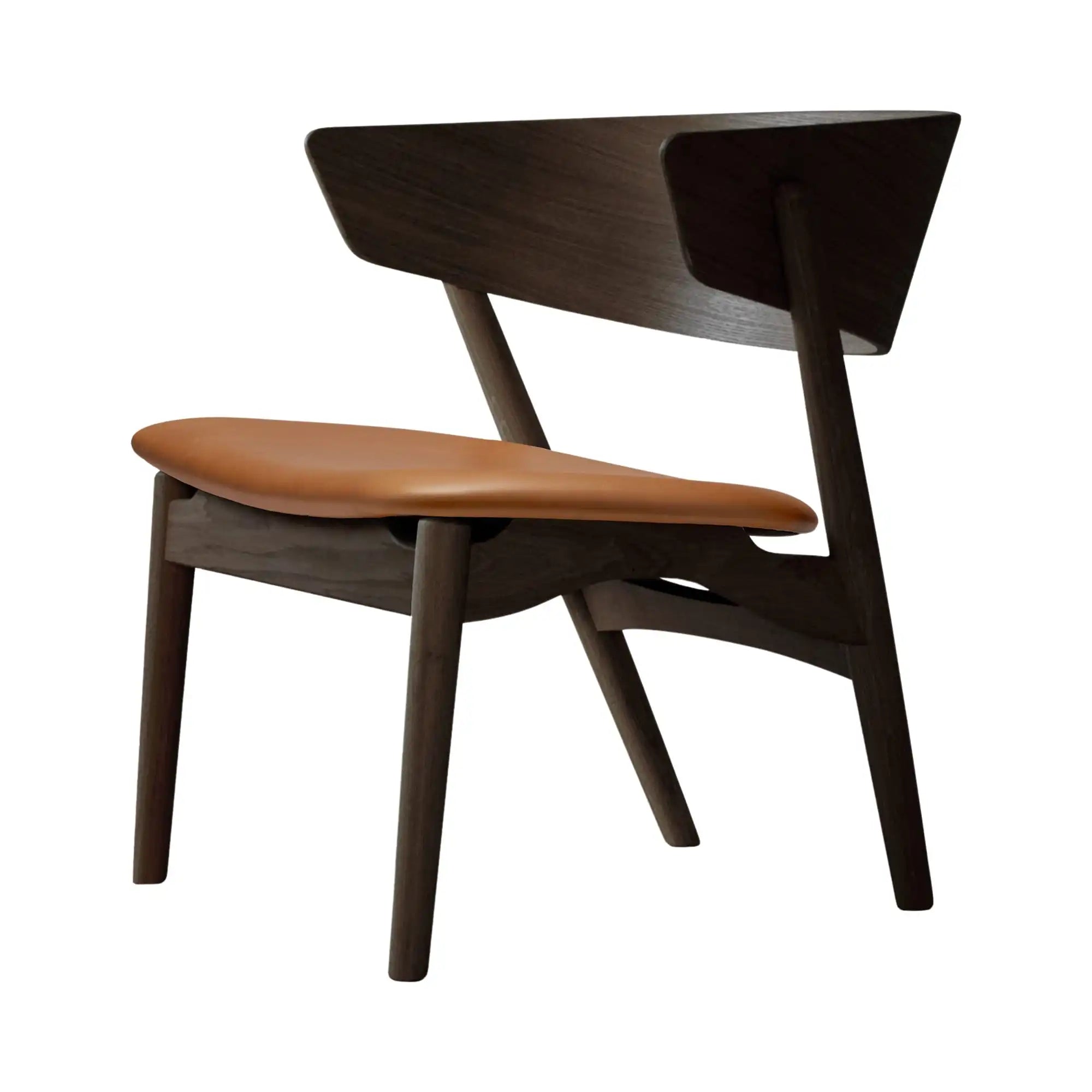 No 7 Lounge Chair in minimalist white fabric with solid wood frame