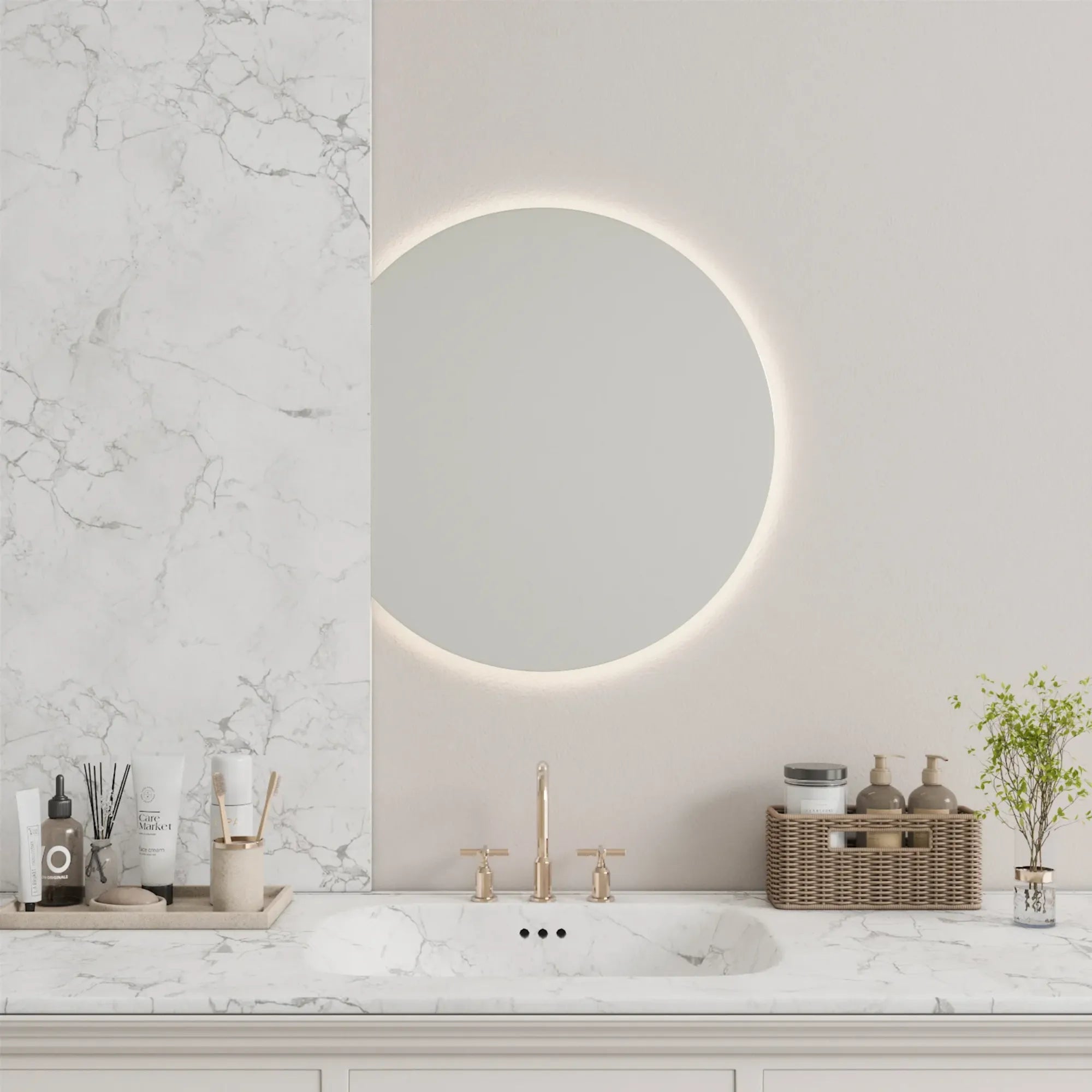 Half-Moon Mirror With Lights