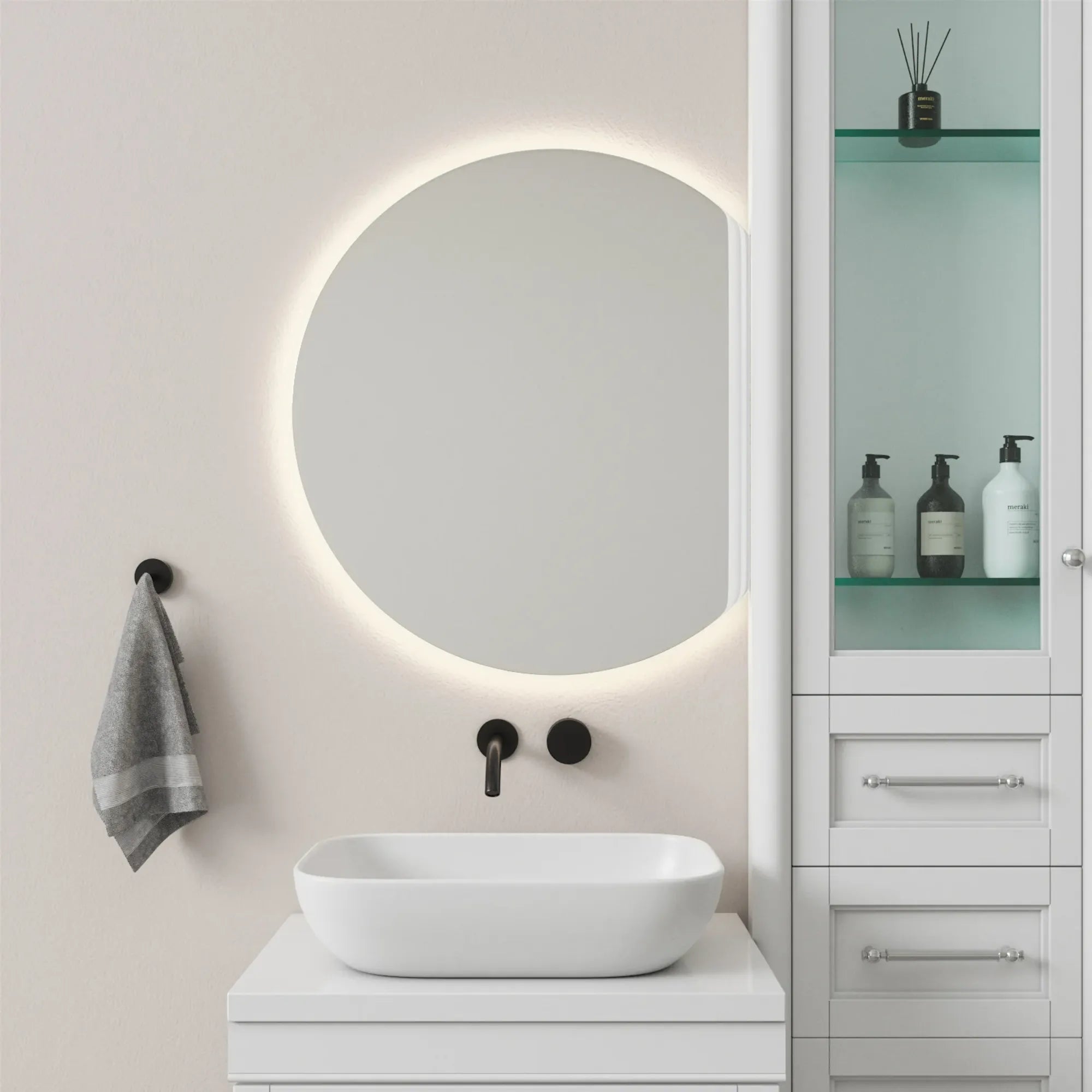 Half-Moon Mirror With Lights