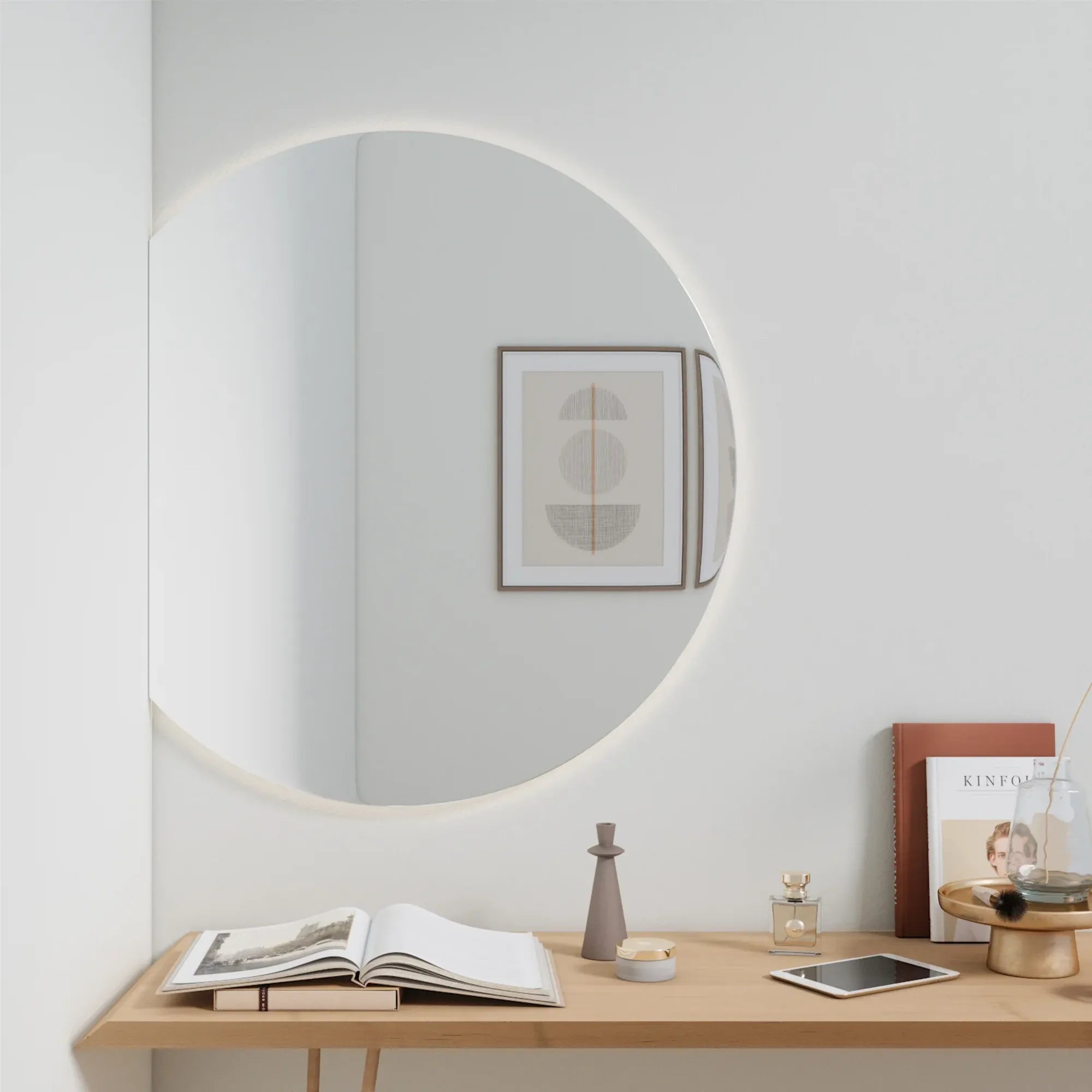 Half-Moon Mirror With Lights