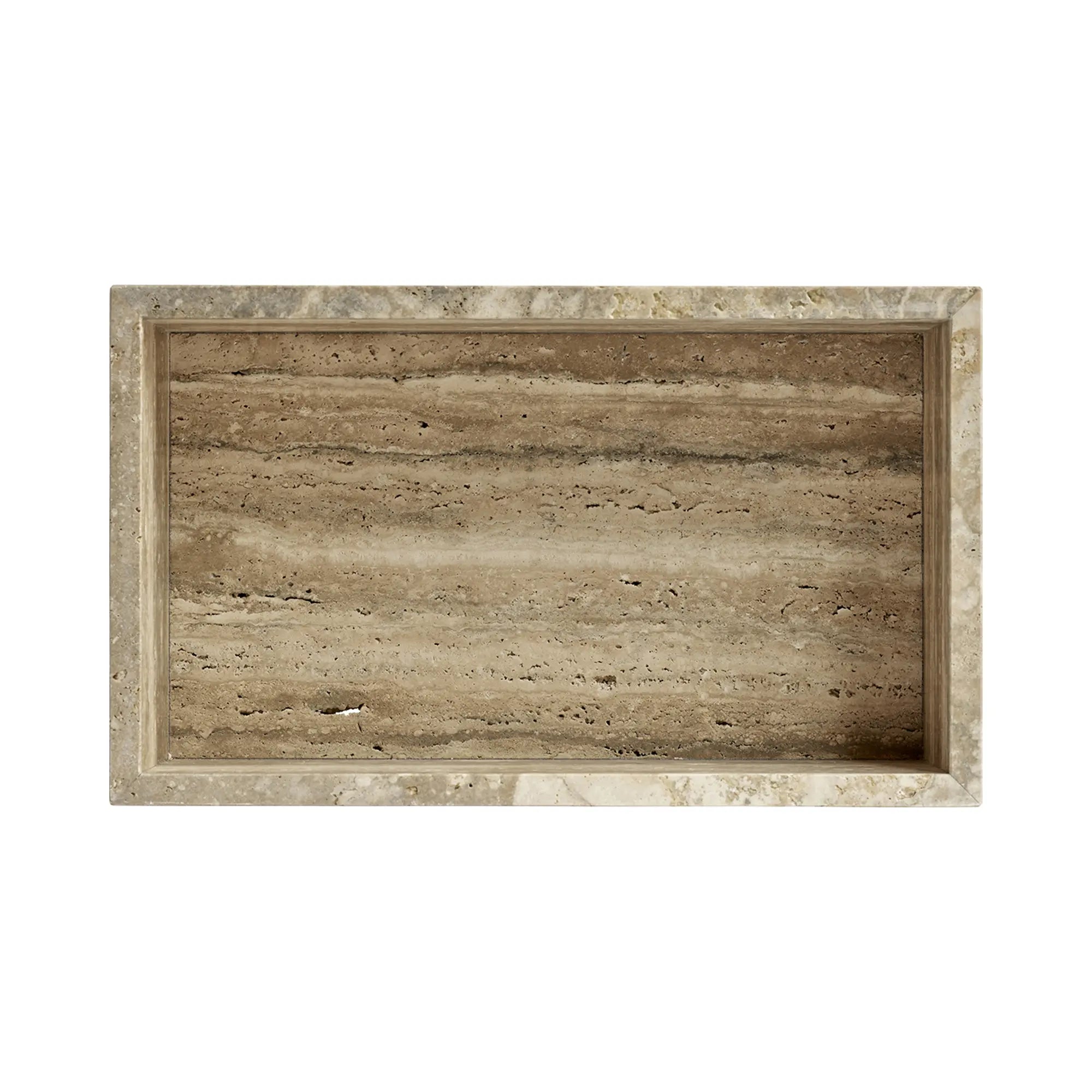 Travertine box with natural stone texture and hinged lid