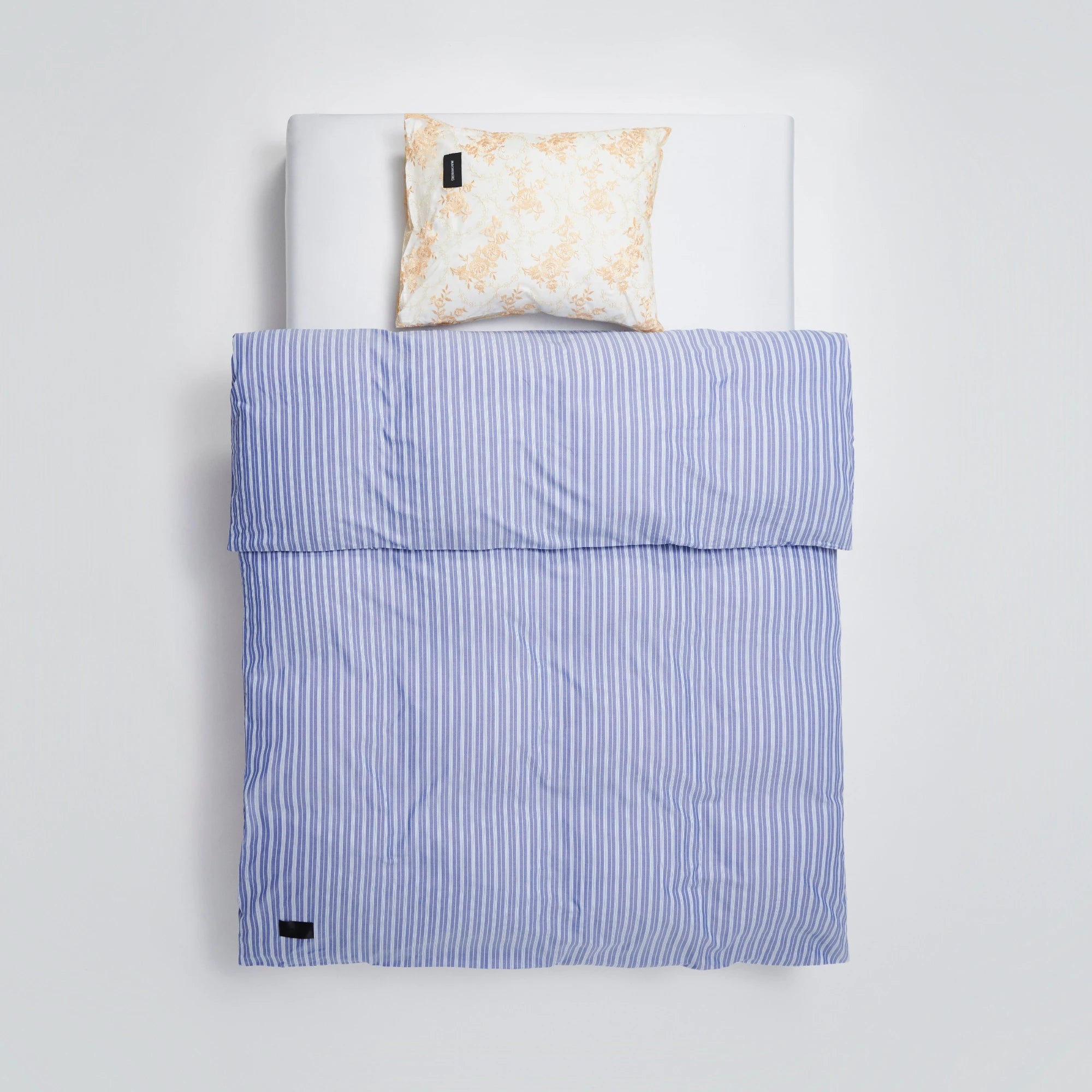 Wall Street Duvet Cover - Stripe Medium Blue Oxford