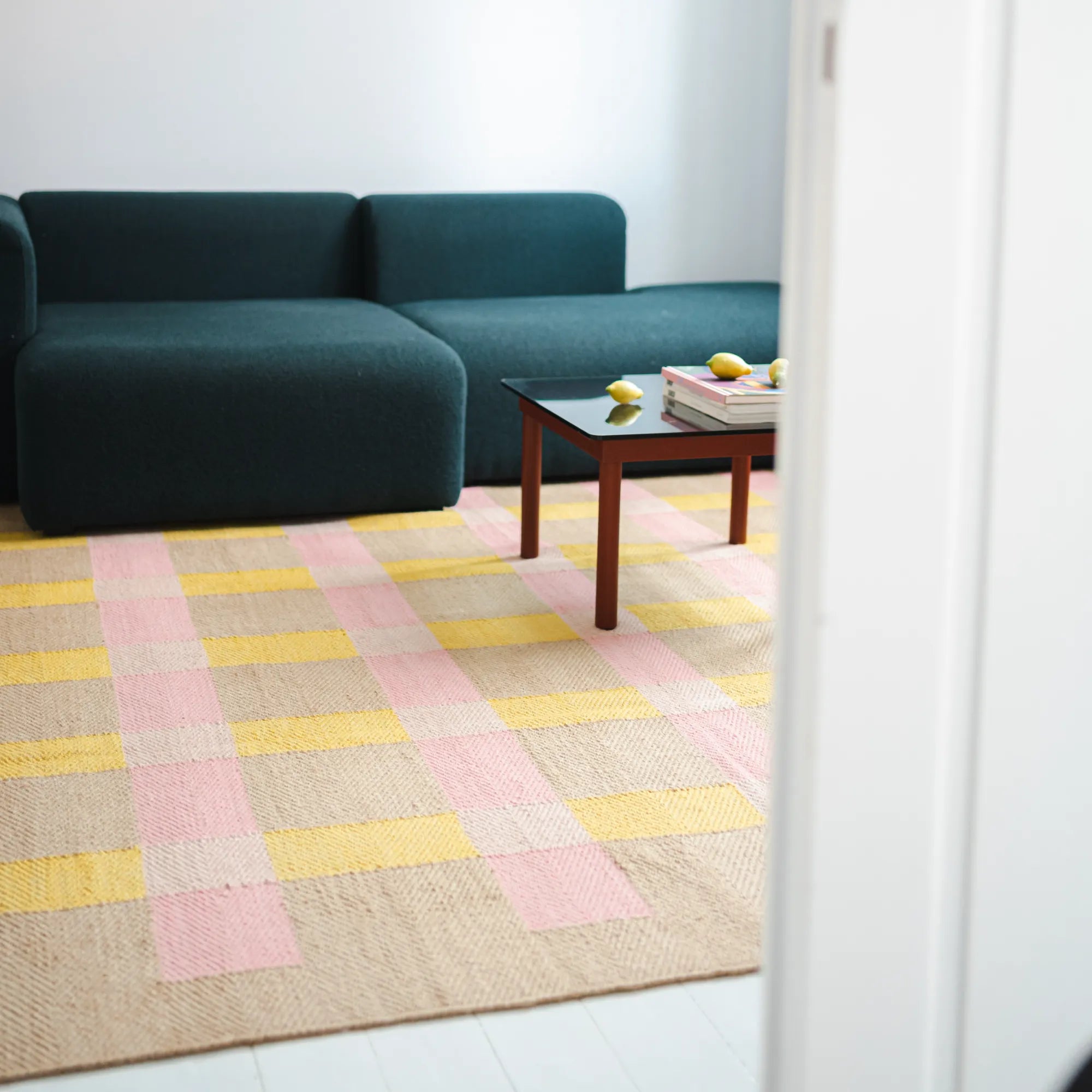  High-quality jute area rug in a coastal-inspired stripe pattern