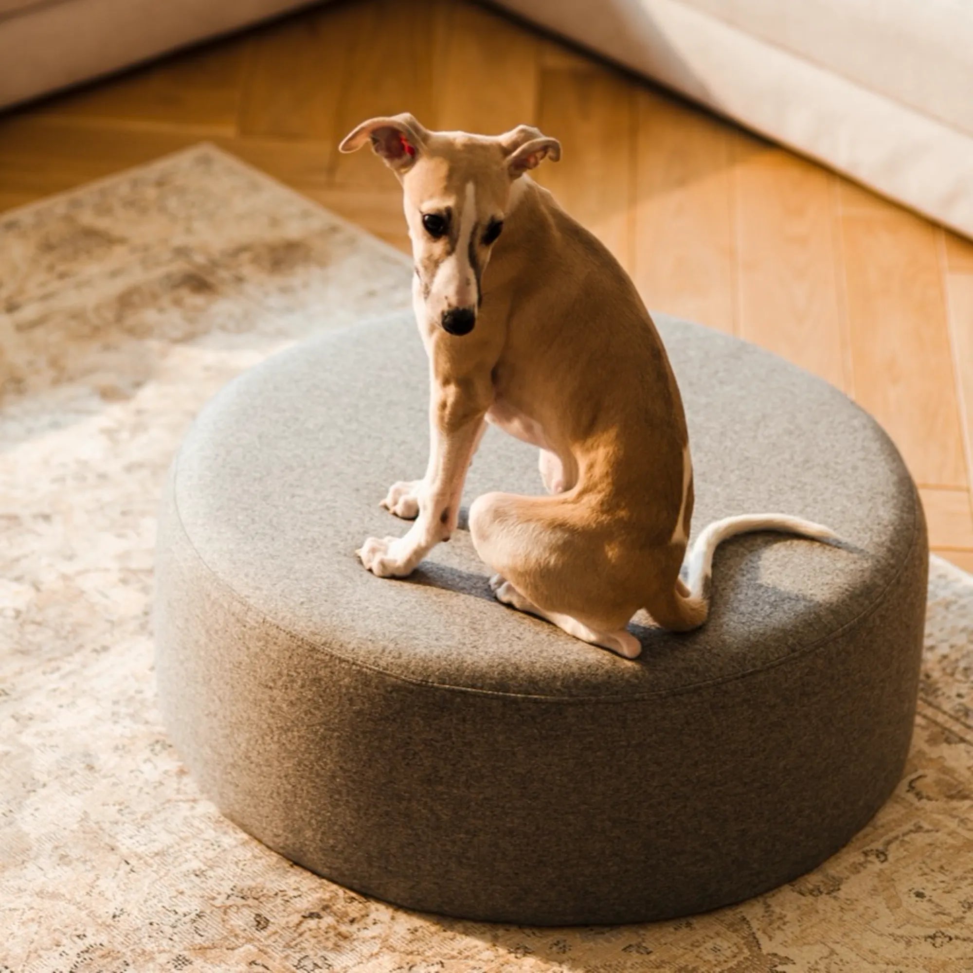 Hand-crafted Folk Pouf - Wide, made of natural materials, perfect for adding extra seating and a touch of bohemian charm to your living space