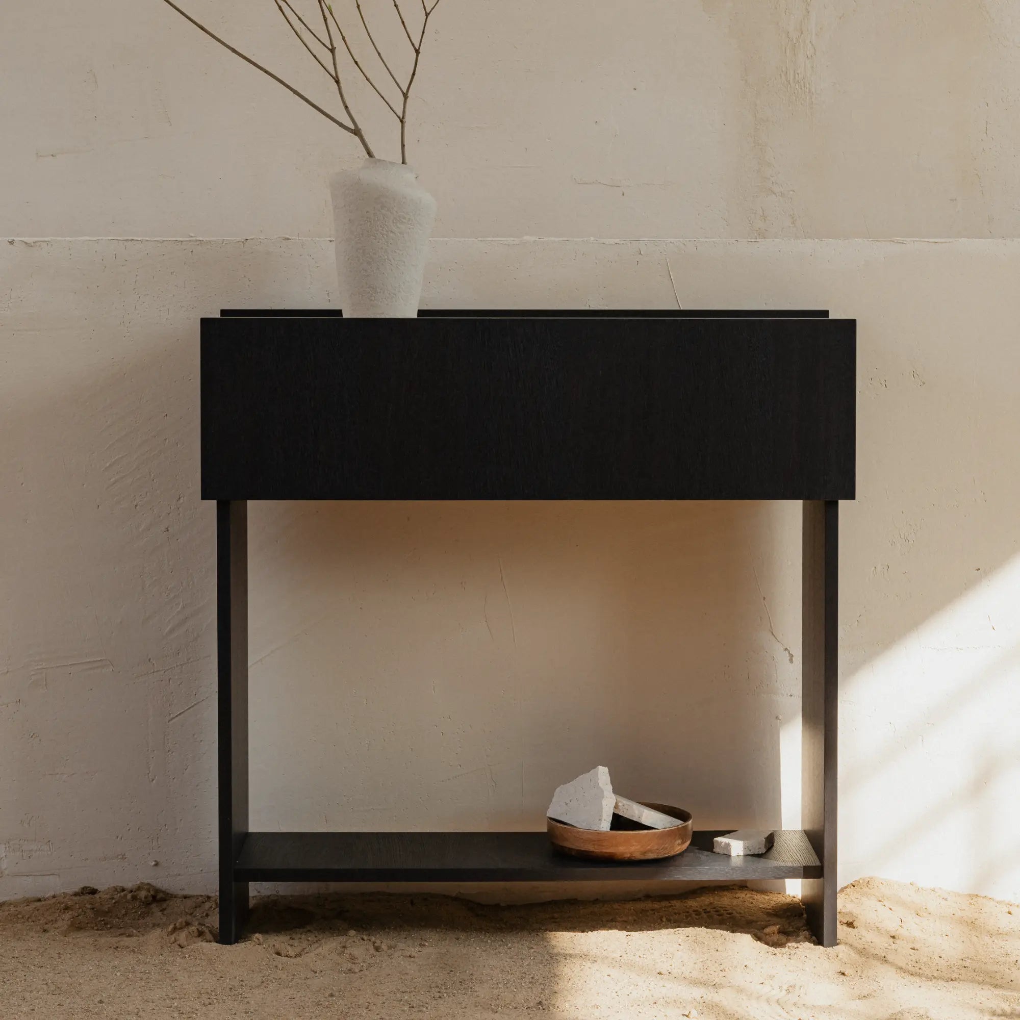 Modern Oria Console Table with two spacious drawers and brass handles